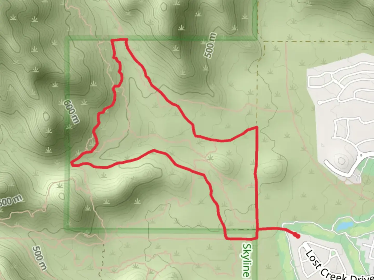 An image depicting the trail Mesquite Grove Park Loop - West and its surrounding area.