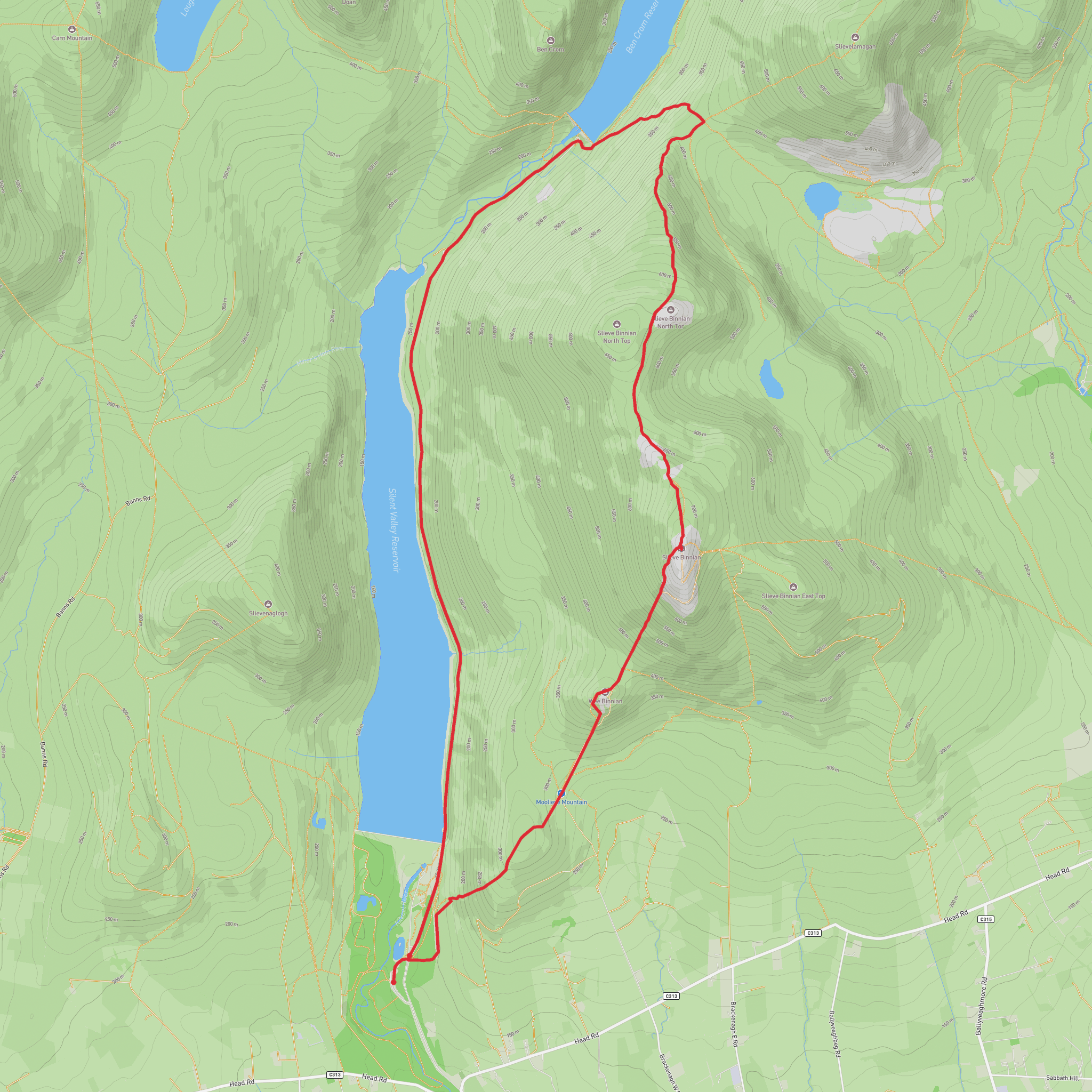 Moolieve, Wee and Slieve Binnian mobile static map