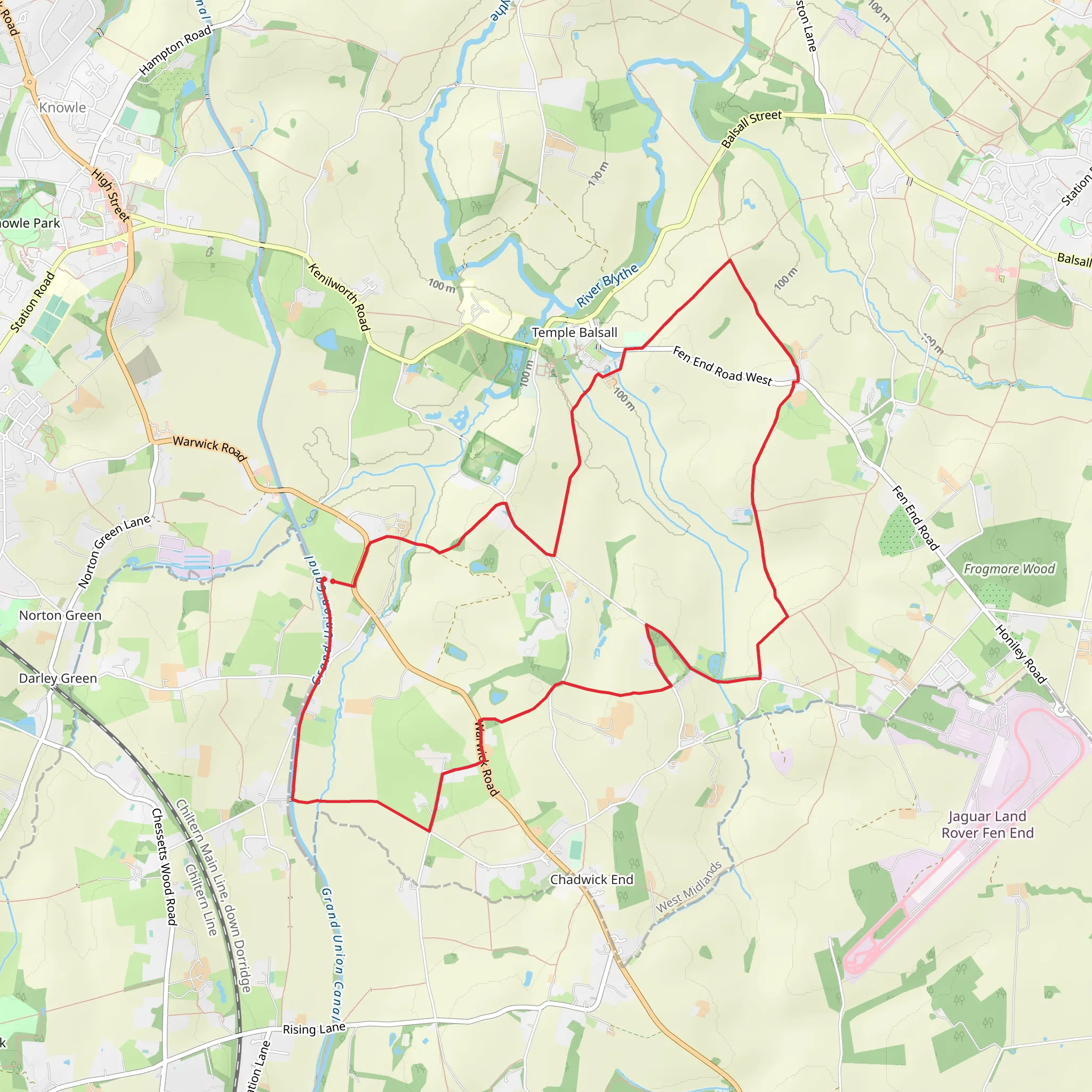 Temple Balsall Loop mobile static map