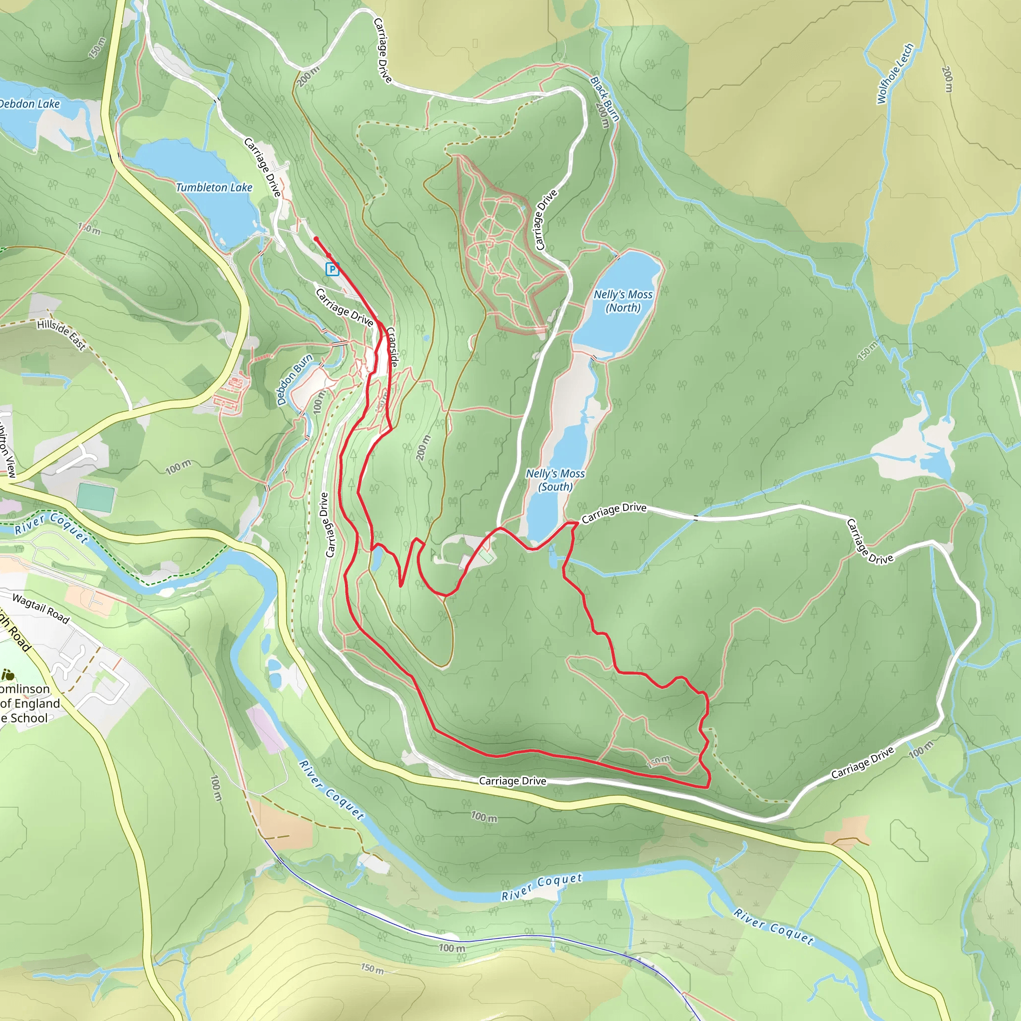 The Tarn and Cragend Quarry Loop mobile static map
