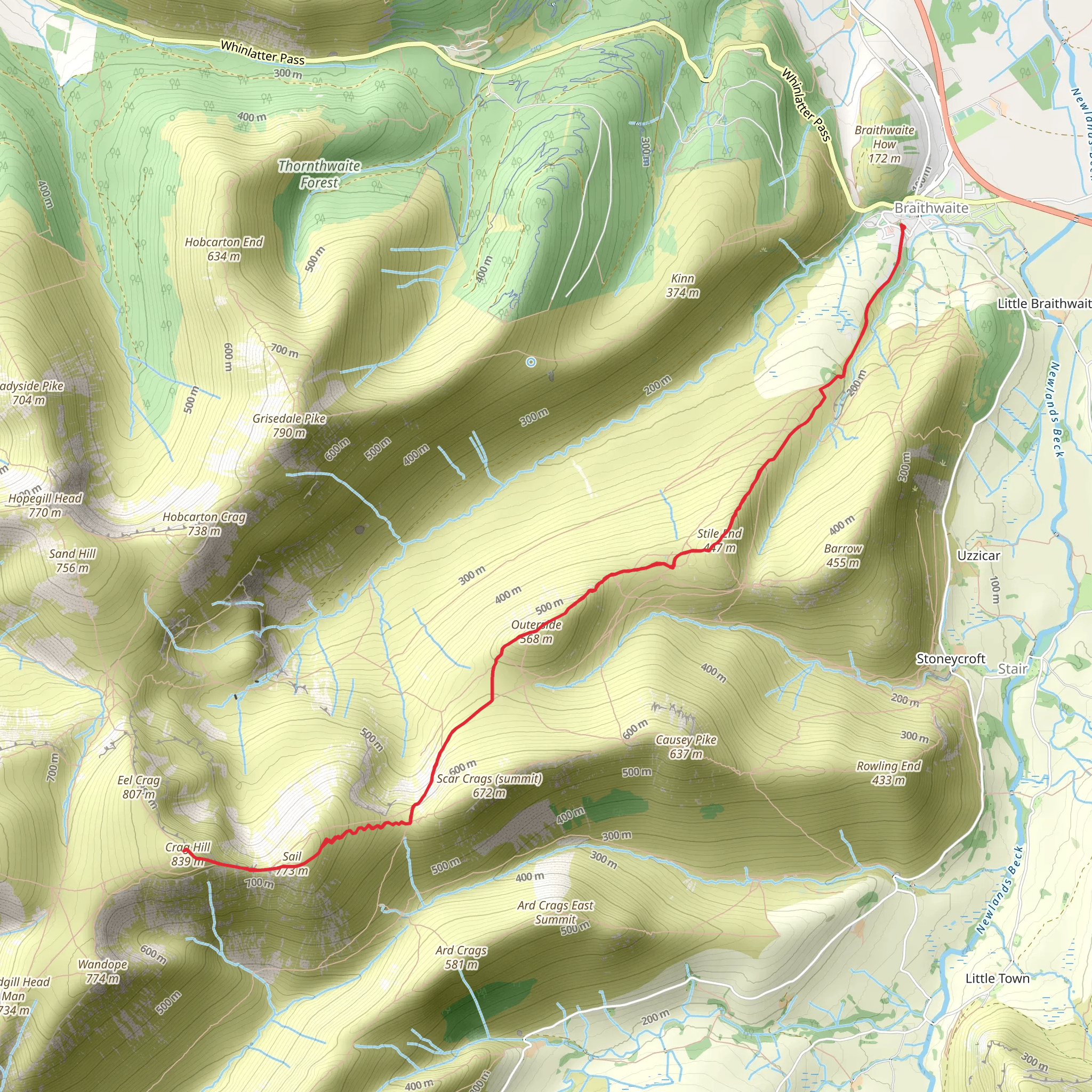 Stile End, Outerside, Sail and Crag Hill Walk mobile static map