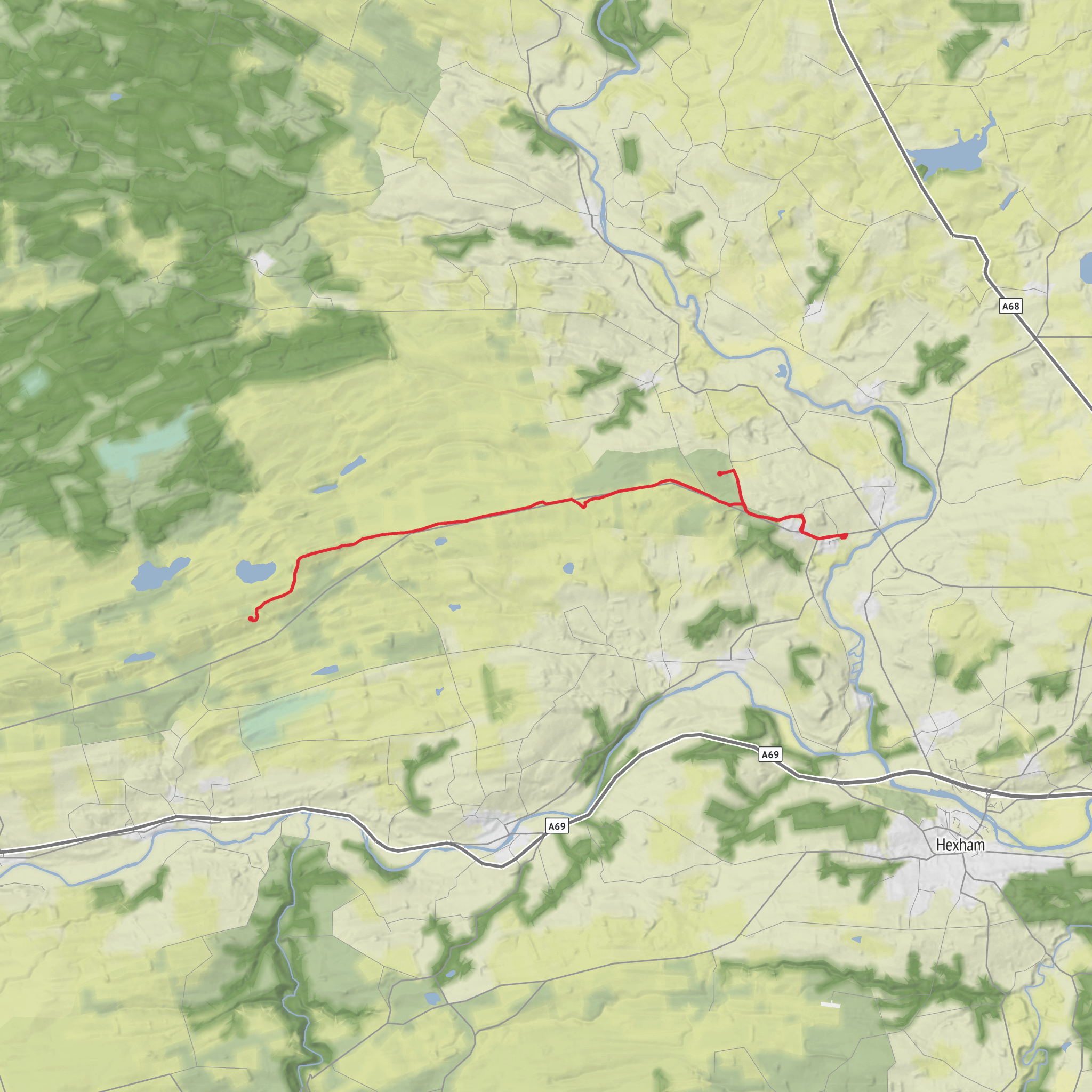 Housteads to Chesters Roman Fort and Greencarts Campsite mobile static map