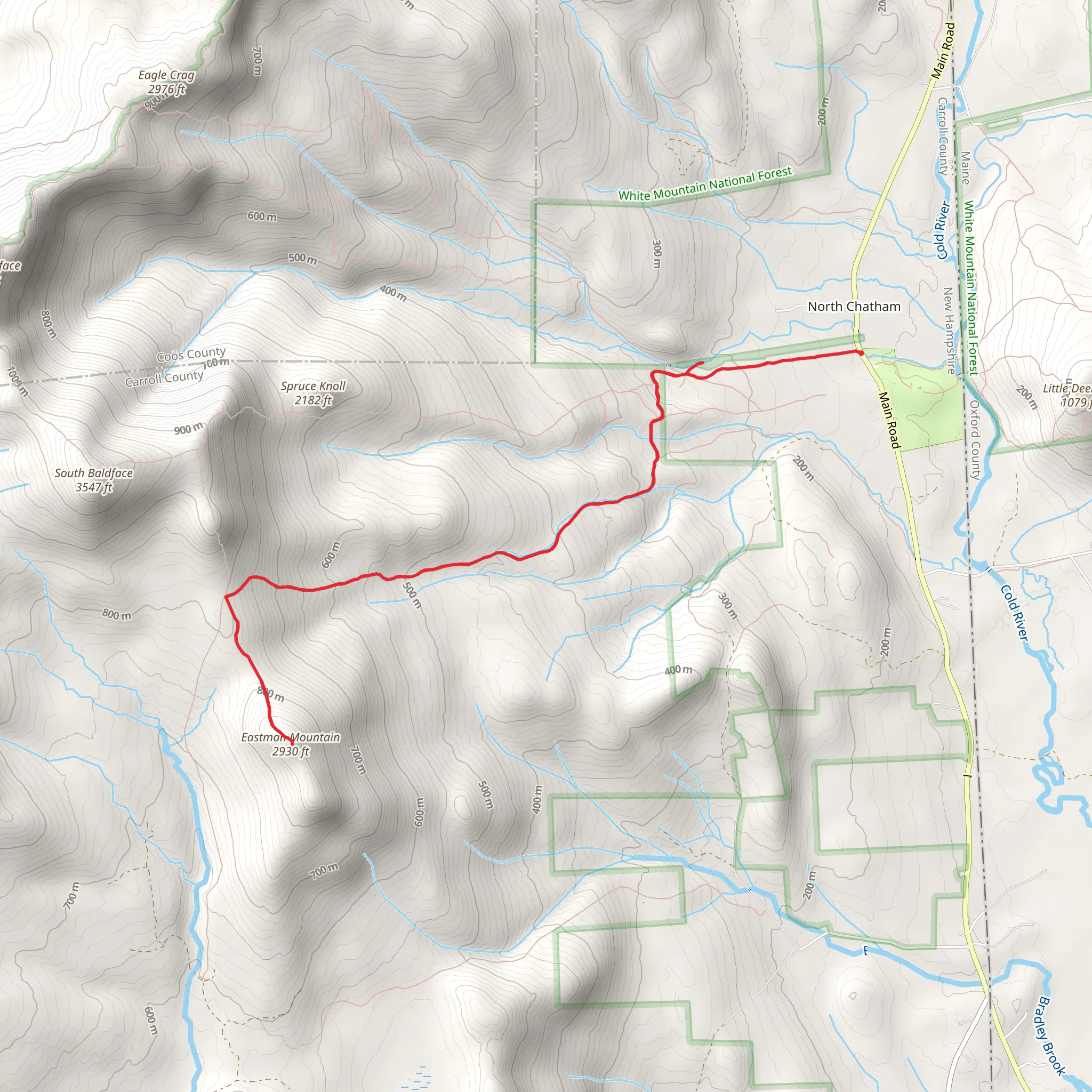 Eastman Mountain via Slippery Brook and Emerald Pool Trail mobile static map
