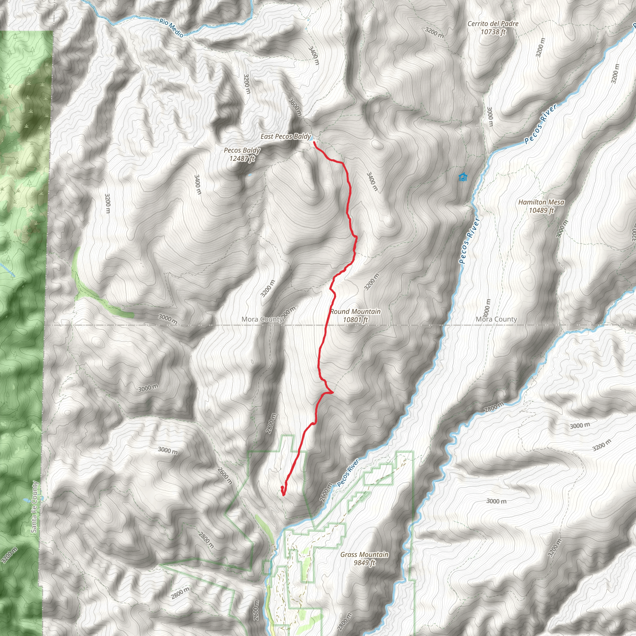 Pecos Baldy Lake via Beatty's Trail mobile static map