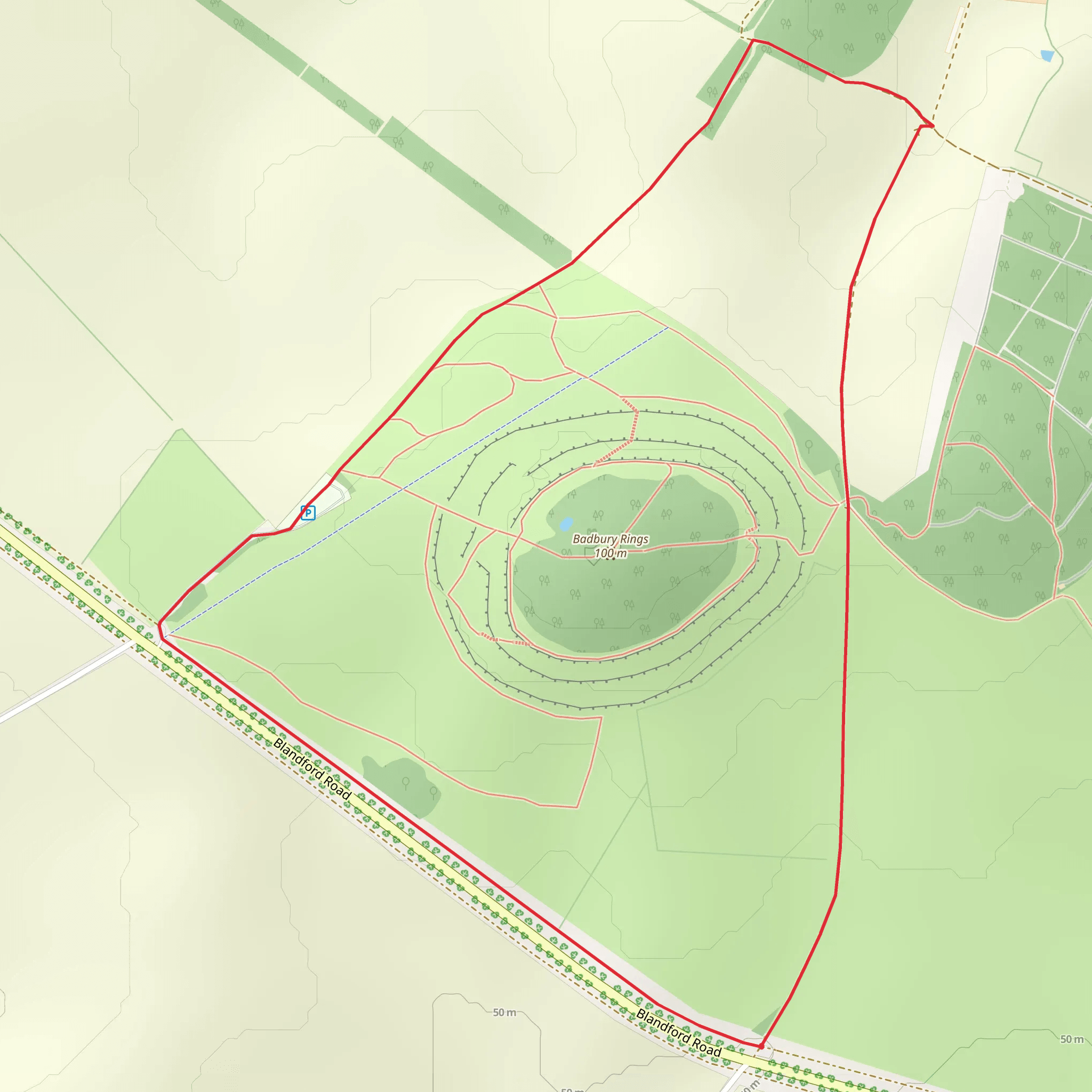 Badbury Rings Loop mobile static map