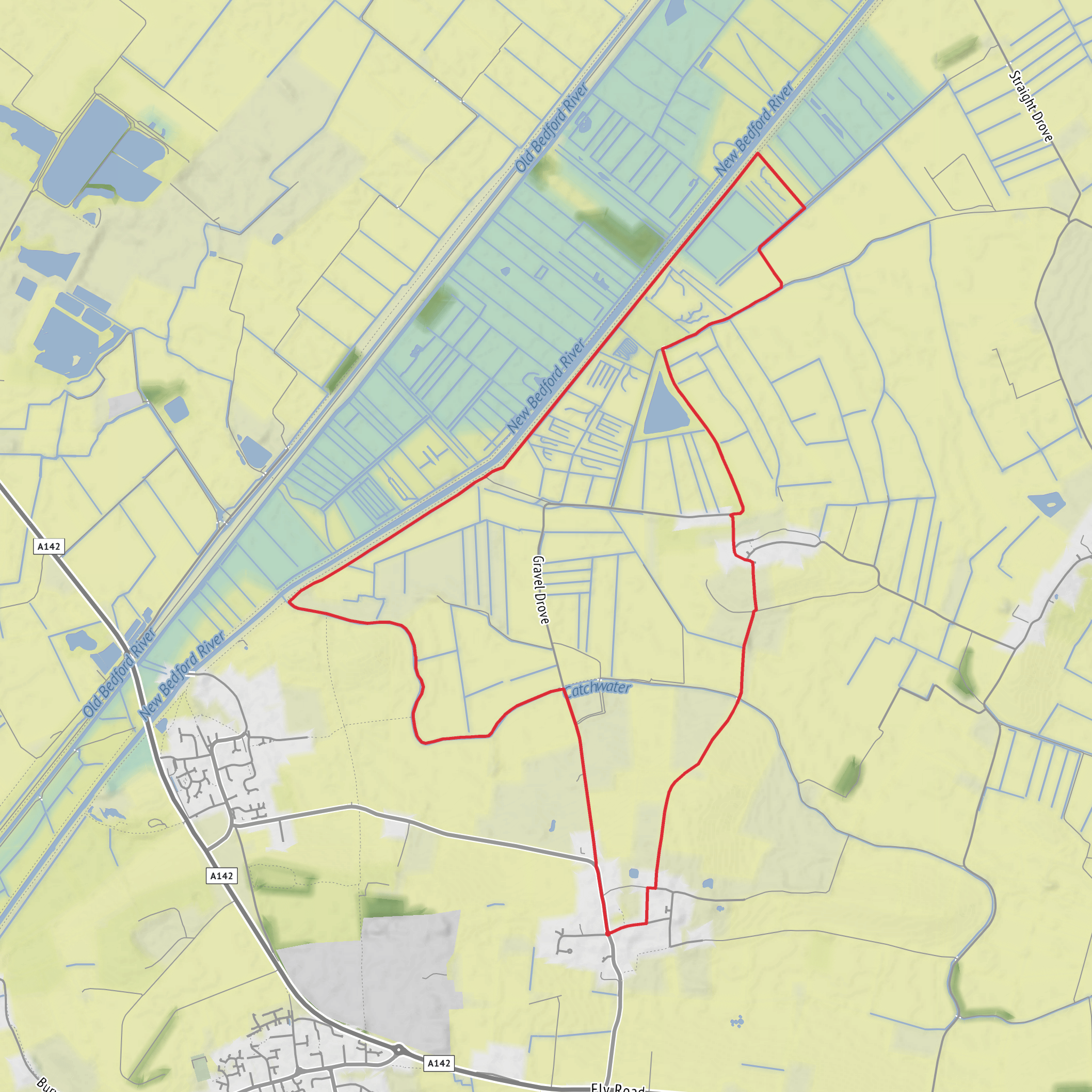 Witcham Hythe and Wardy Hill Loop mobile static map