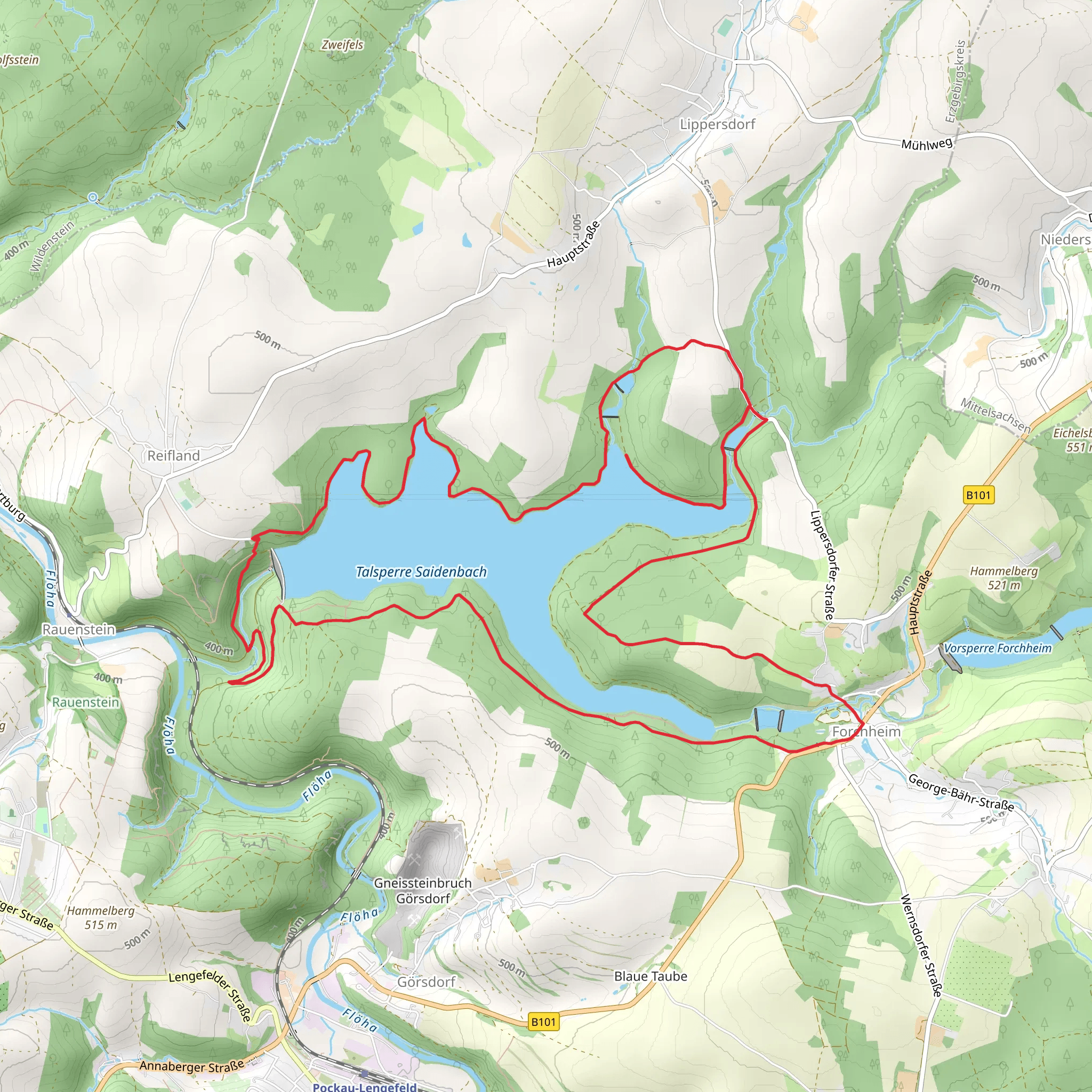 Talsperre Saidenbach Loop mobile static map