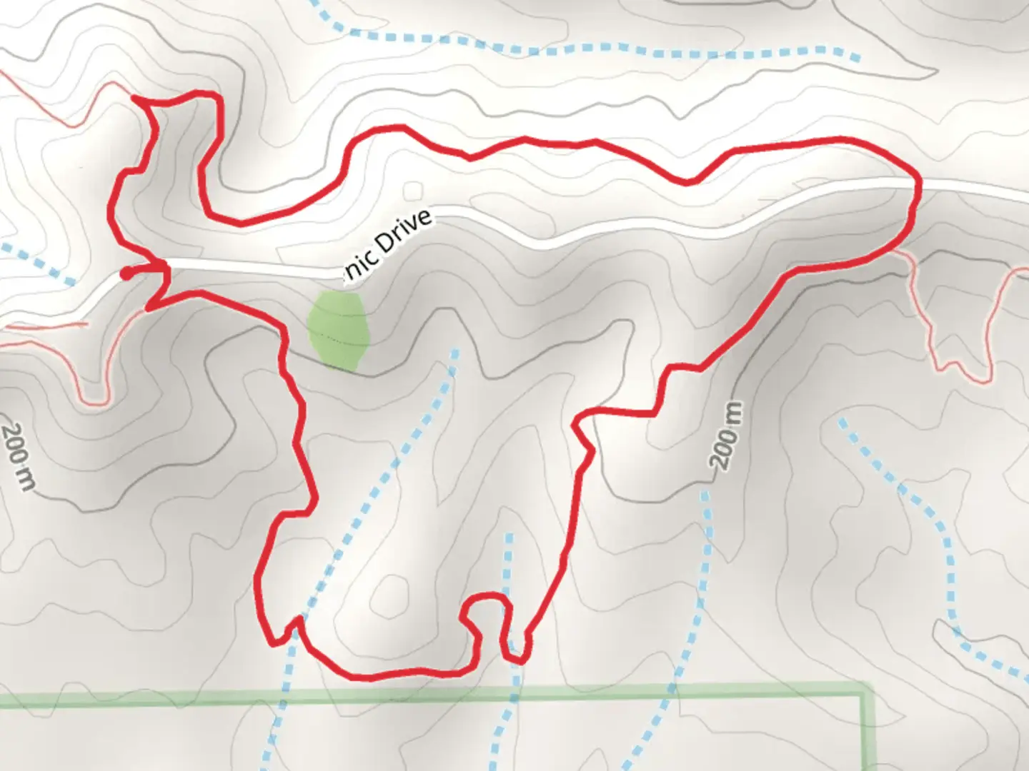 An image depicting the trail Loop around Scenic Drive and its surrounding area.