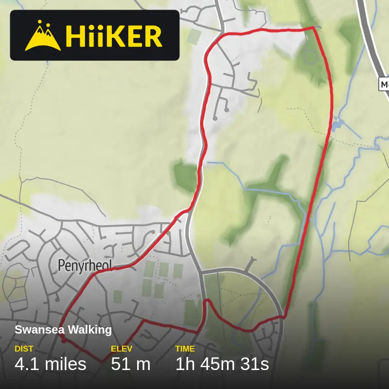 A map preview of the recording Swansea Walking.