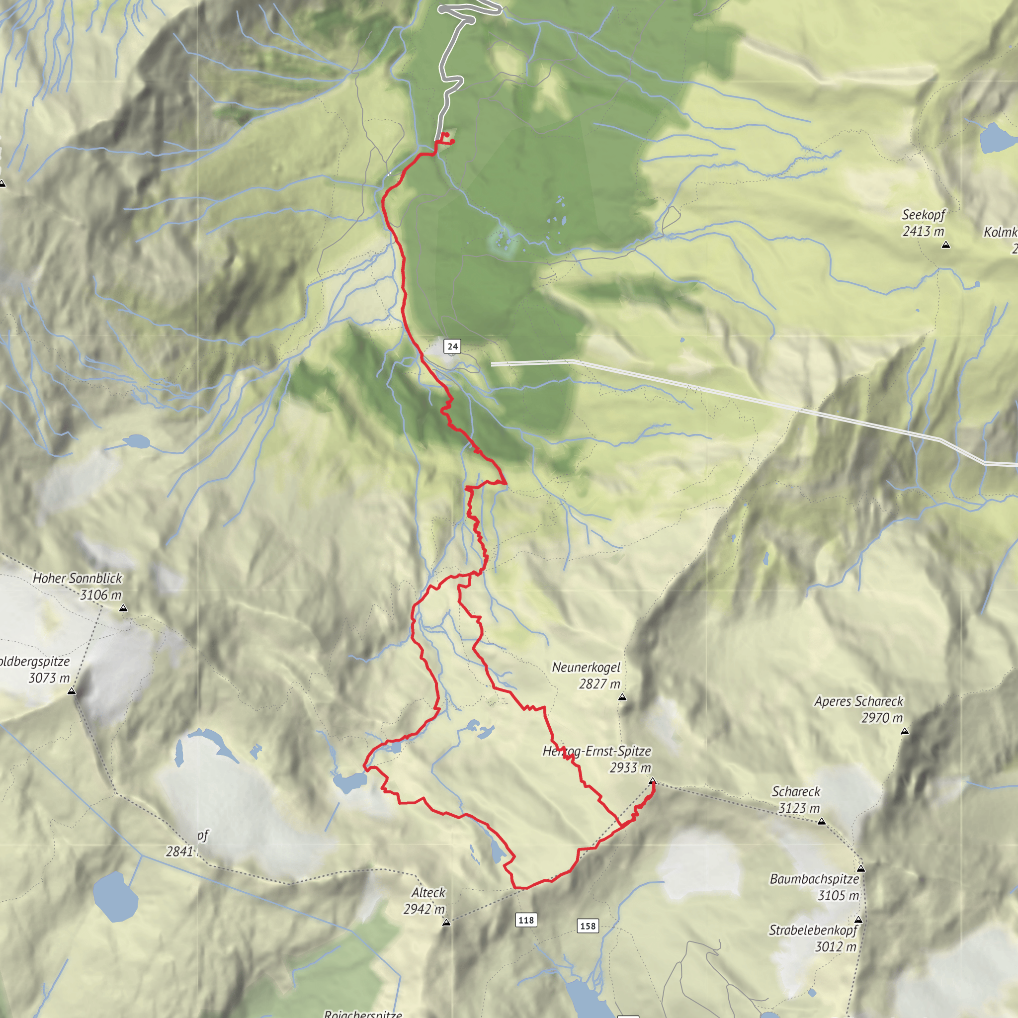 Herzog-Ernst-spitze and Goldbergtauernkogel Loop mobile static map