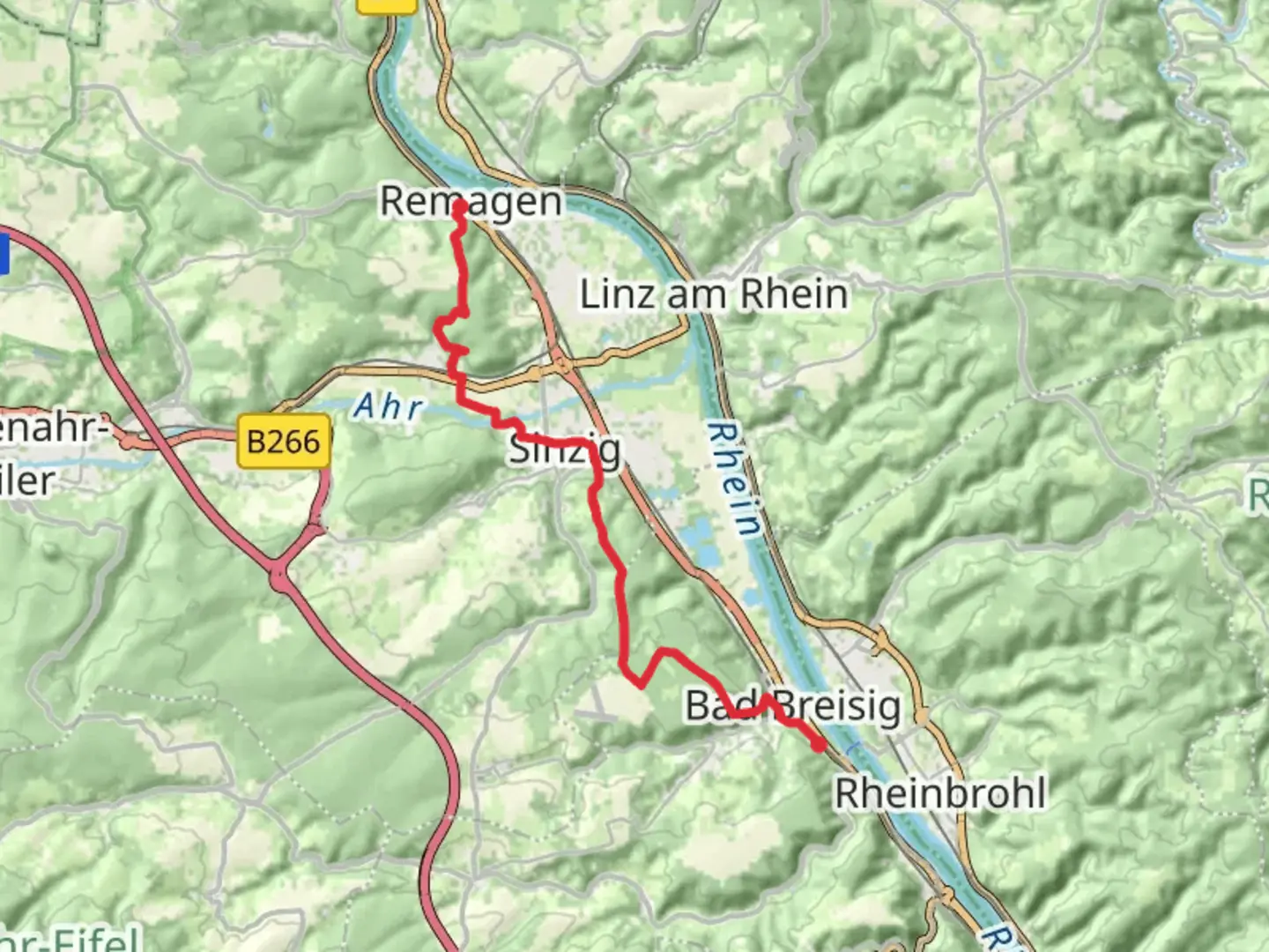An image depicting the trail Remagen to Bad Breisig Walk and its surrounding area.