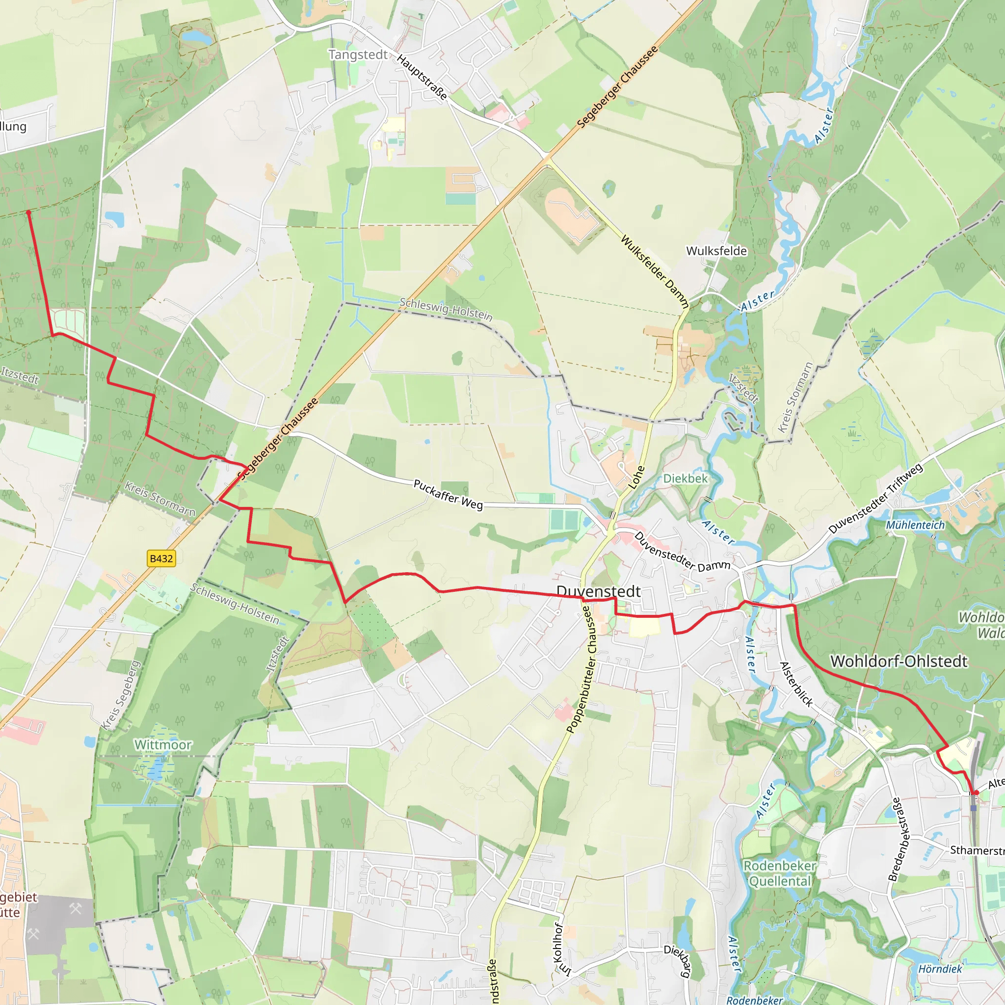 Ohlstedt to Wilstedt Siedlung via Ohlstedt - Friedrichsgabe mobile static map