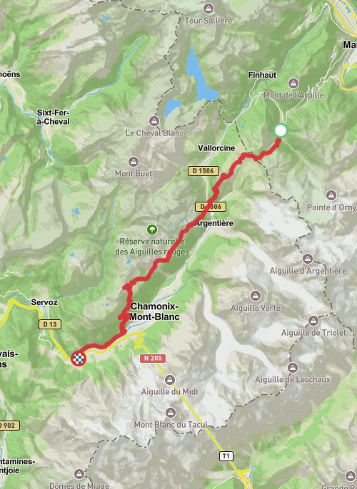 A map preview of the recording Trient Hiking.