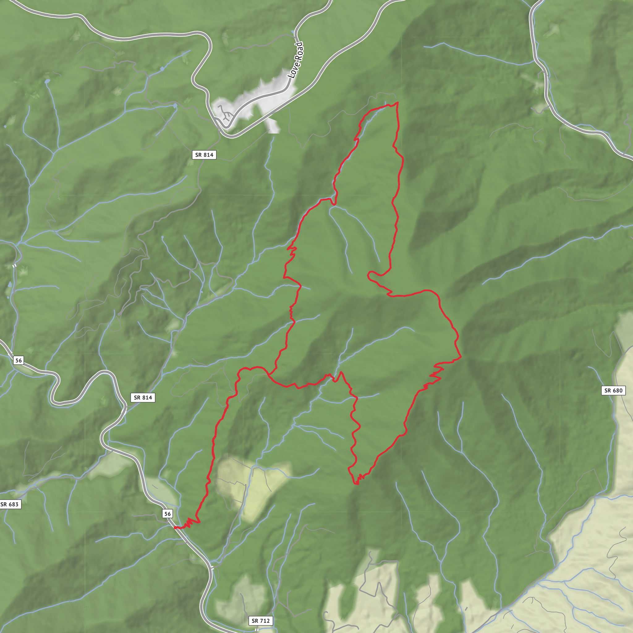 Chimney Rock, Three Ridges and Bee Mountain via Appalachian Trail and Mau Har Trail mobile static map