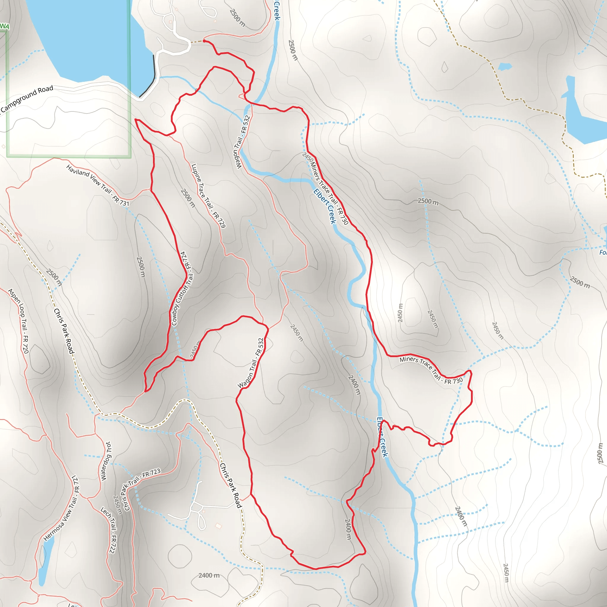 Cowboy Cutoff and Miners Trace Loop mobile static map