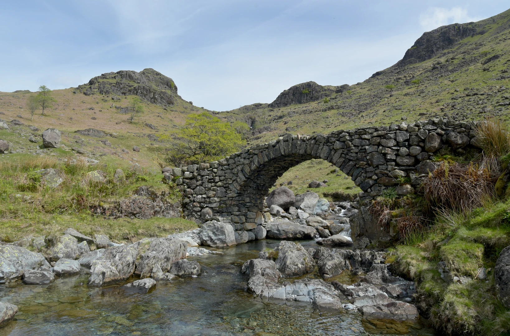 An image depicting the trail Gill Force Waterfall, Doctor Bridge, Burnmoor Tarn and Eller How Loop and its surrounding area.