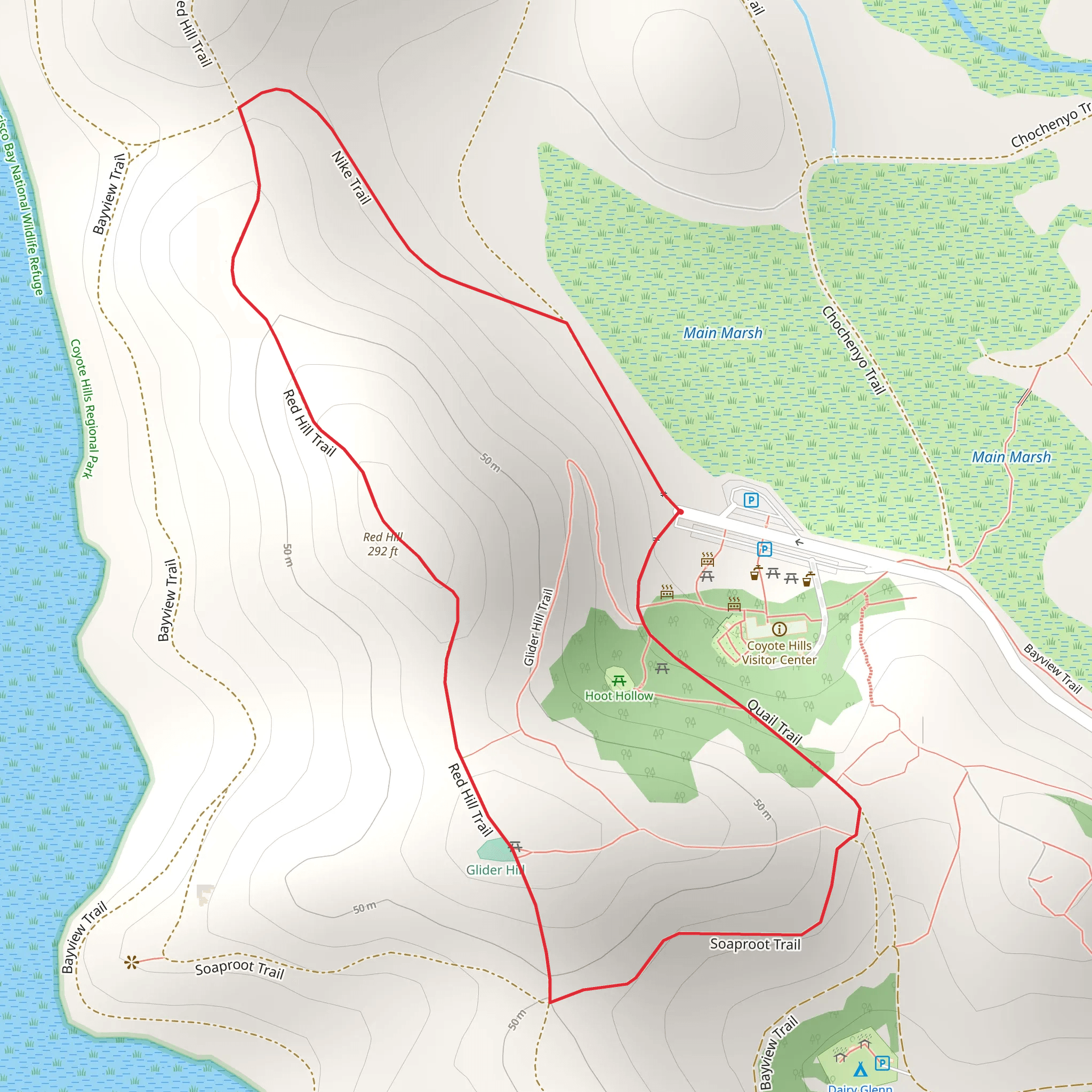 Glider Hill - Red Hill Loop Trail mobile static map