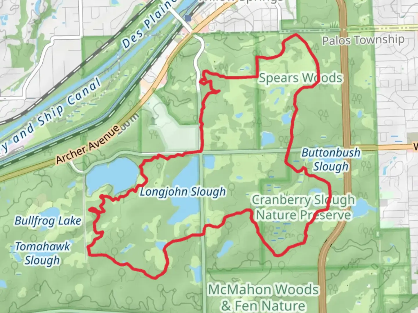 An image depicting the trail Palos Yellow Unpaved Loop Trail and its surrounding area.