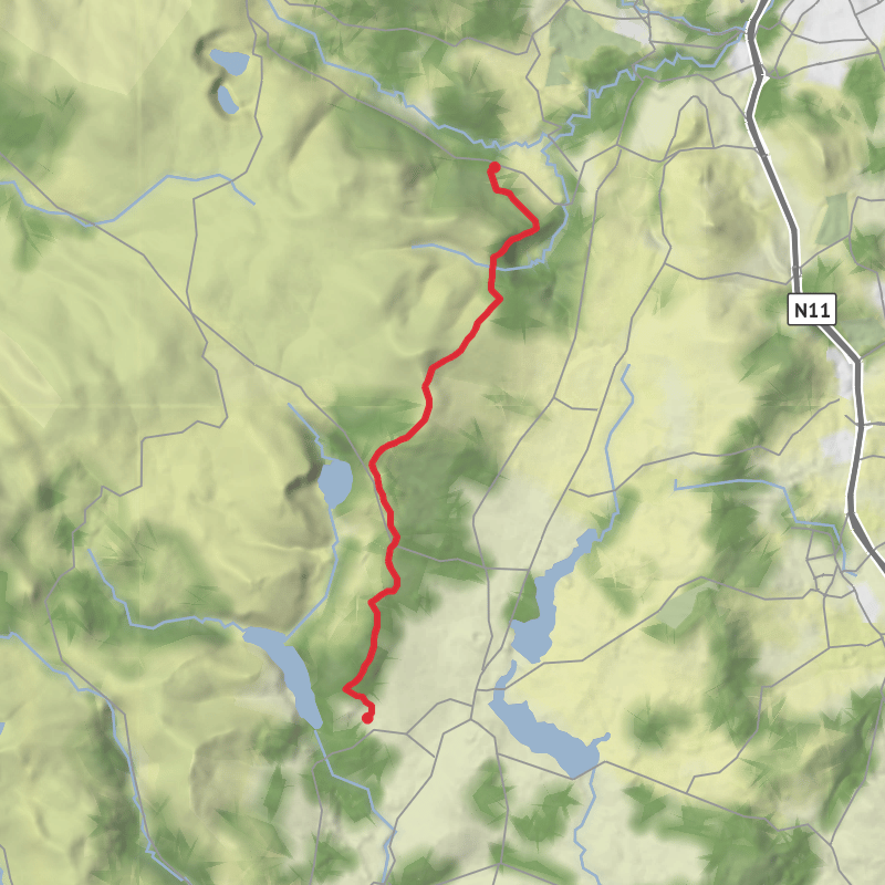 A map preview of the recording County Wicklow Wandelen.