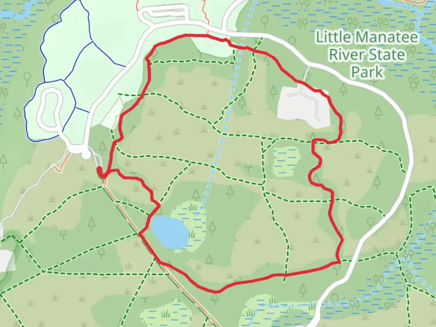 An image depicting the trail Dude Lake via Powerline Road Loop and its surrounding area.
