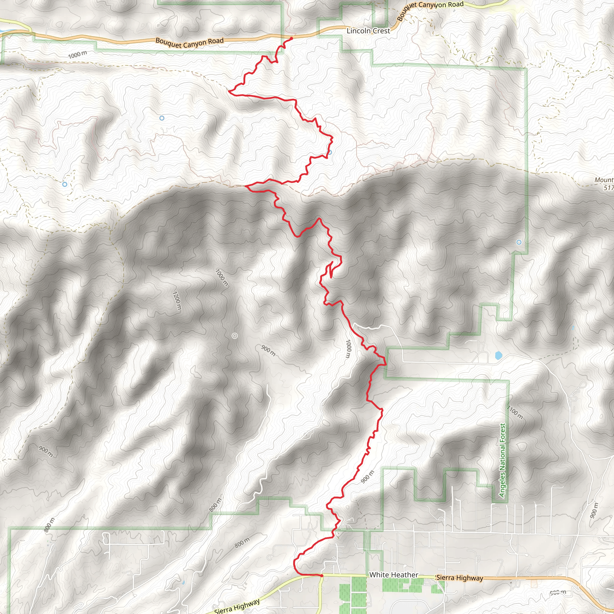Bouquet Canyon via Pacific Crest Trail mobile static map