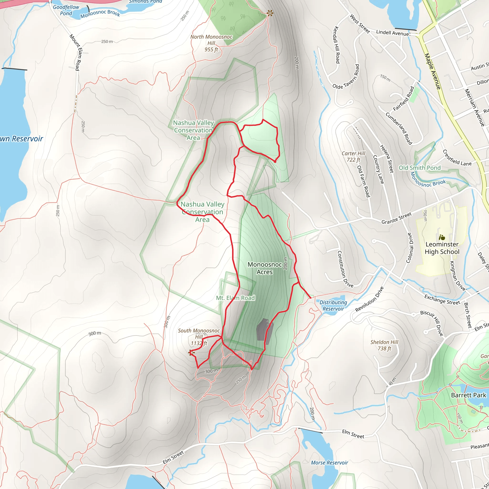 South Monoosnoc Hill and Monoosnoc Acres Loop mobile static map