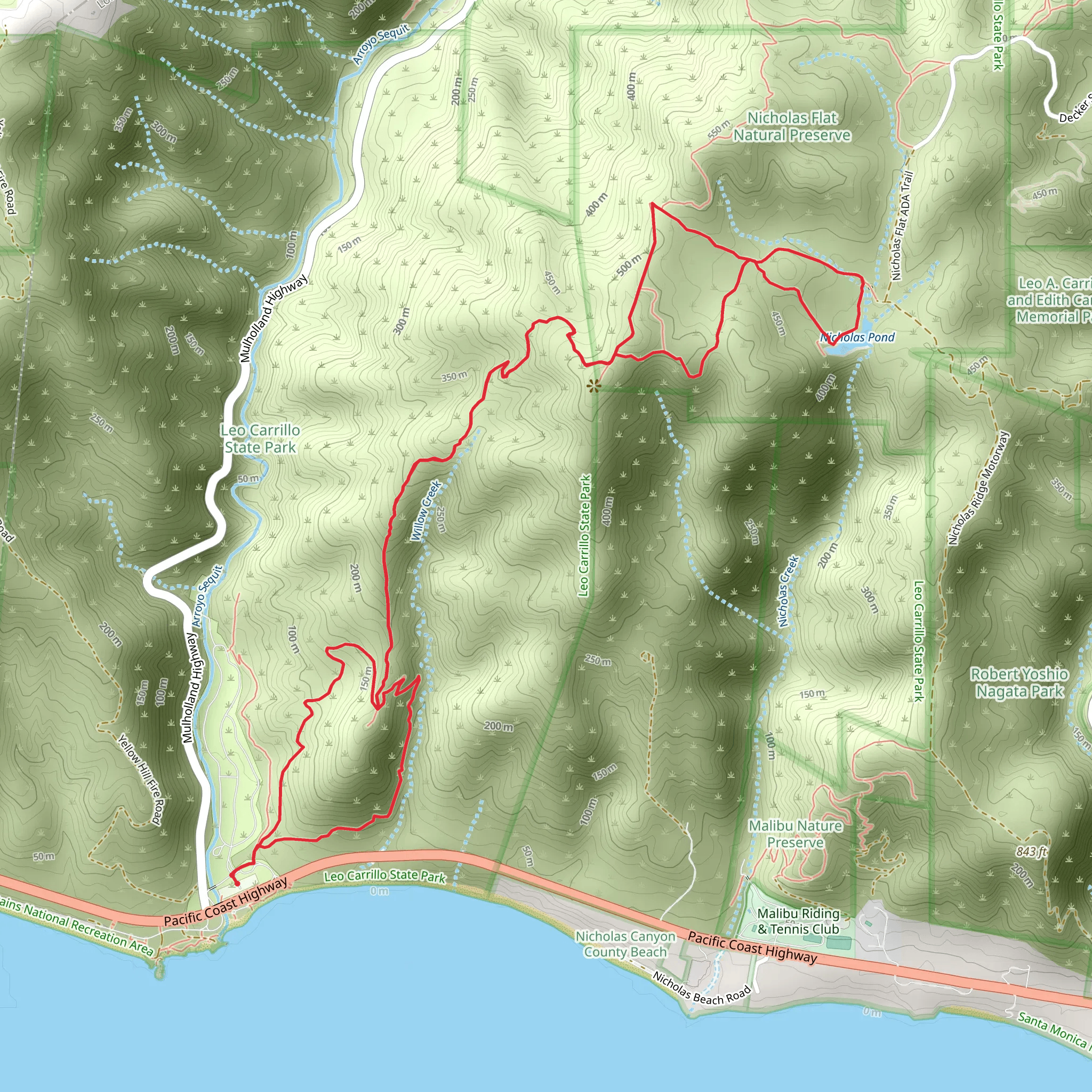 Nicholas Flat Trail, Willow Creek Trail and Nicholas Ridge Loop Trail mobile static map