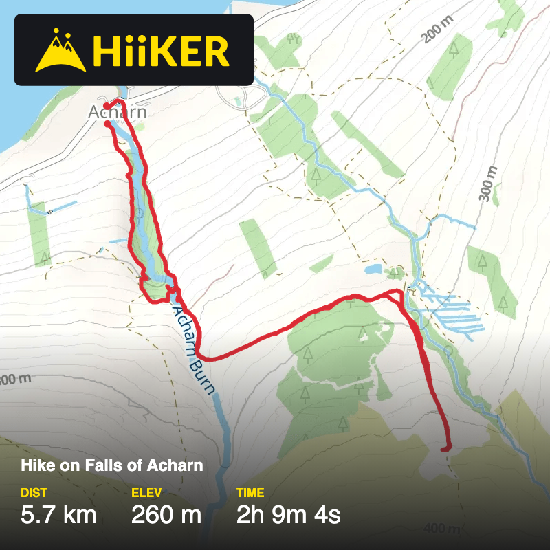 A map preview of the recording Hike on Falls of Acharn.