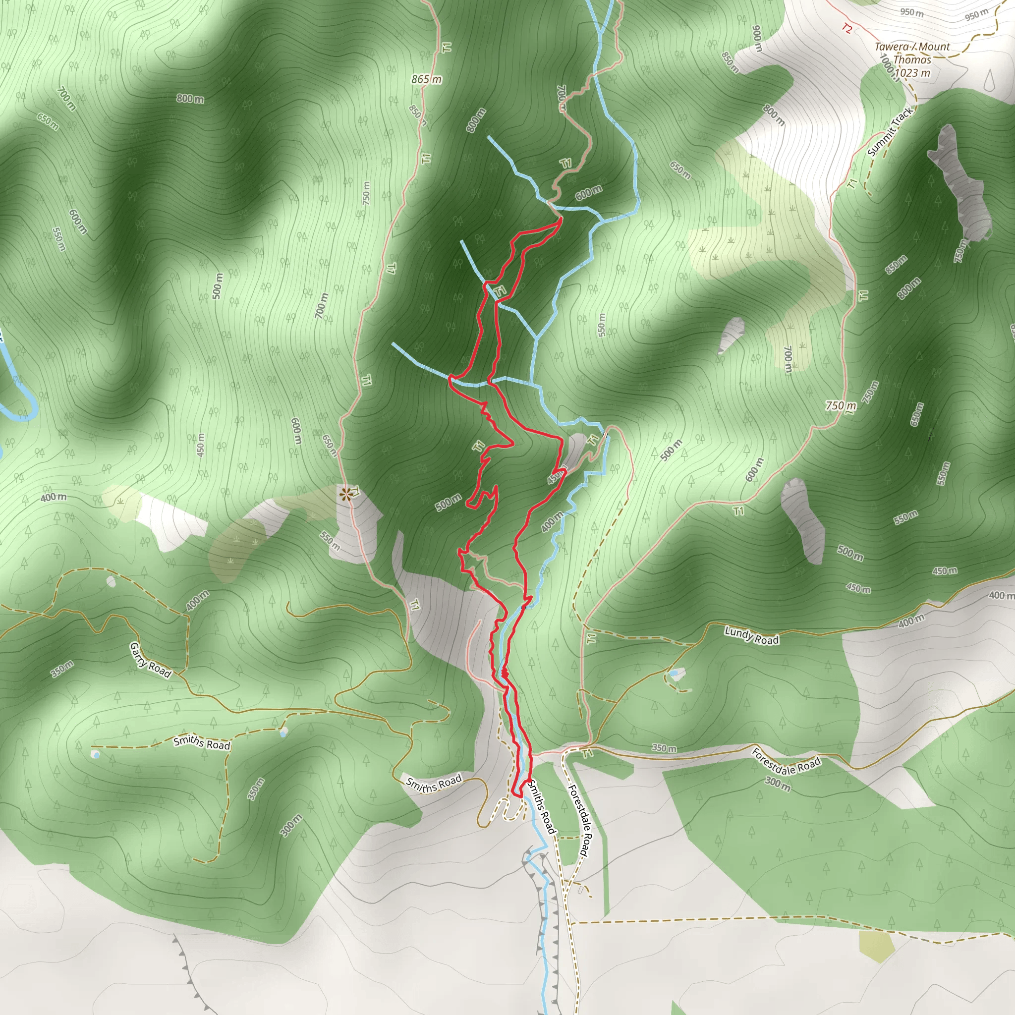 Red Pine and Wooded Gully Track mobile static map
