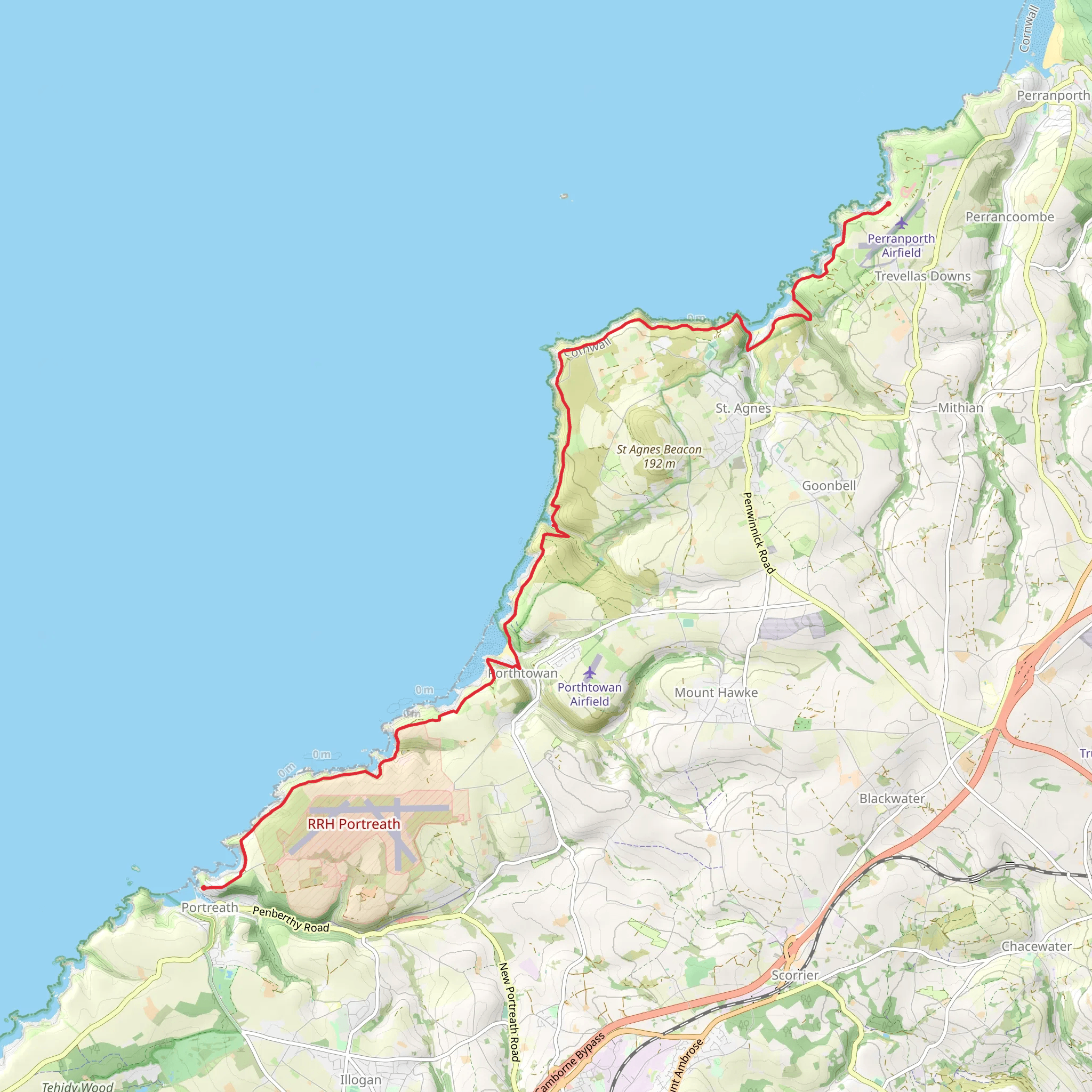 Perranporth to Portreath Walk mobile static map