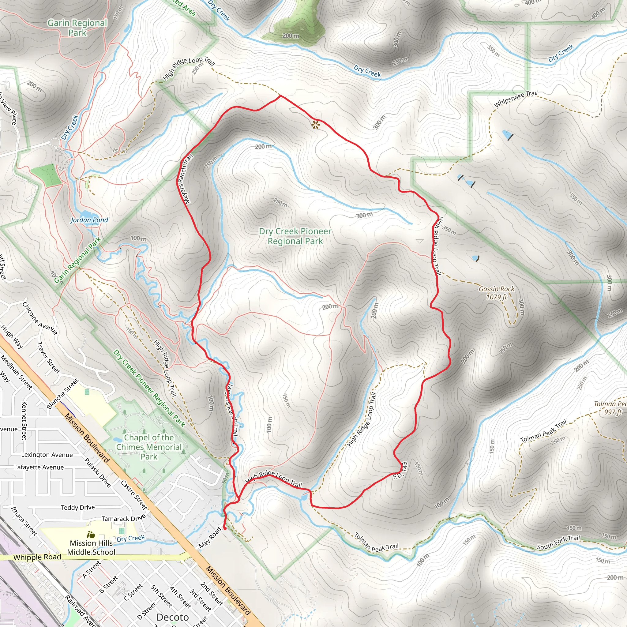 High Ridge and Meyers Ranch Loop Trail mobile static map