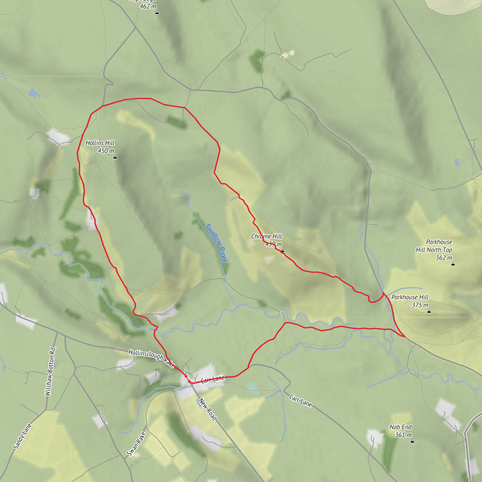 Chrome Hill and Parkhouse Hill scramble Loop mobile static map