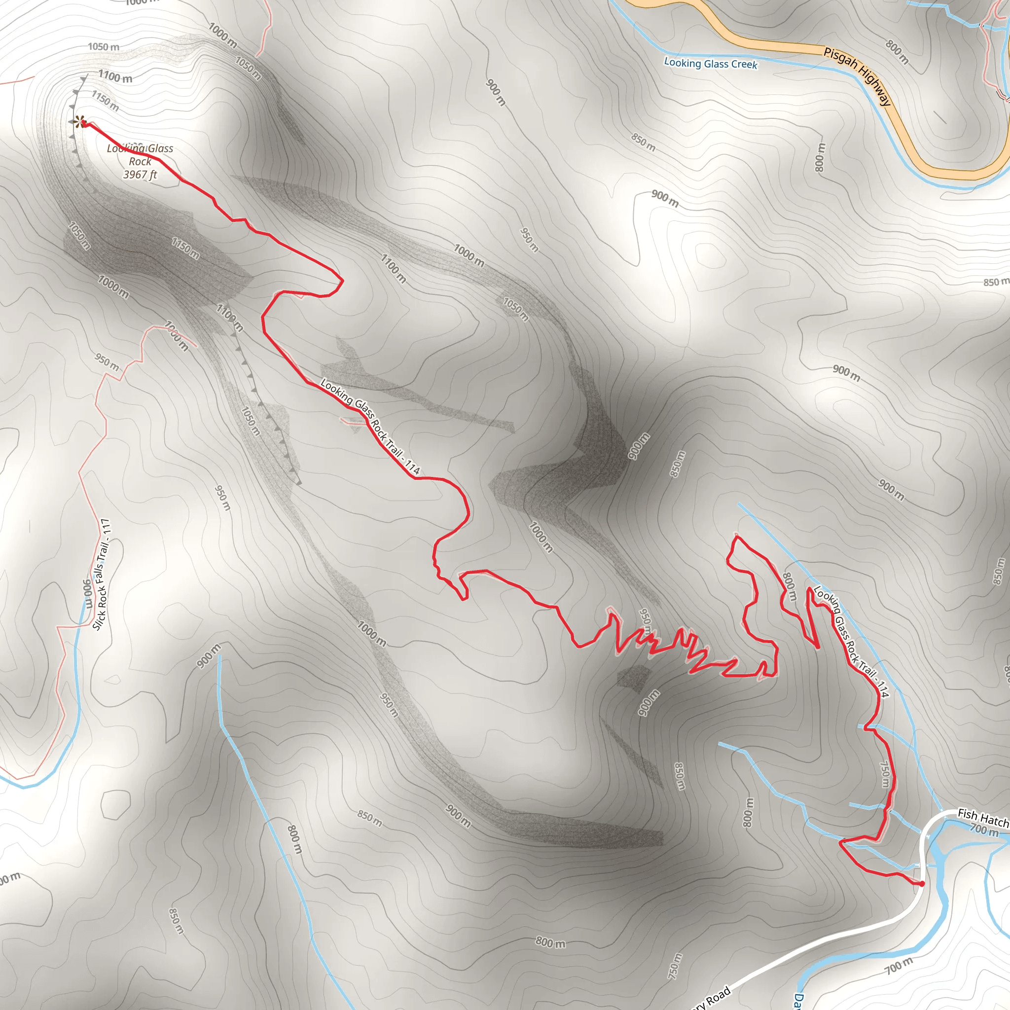 Looking Glass Rock and Looking Glass Falls Trail mobile static map