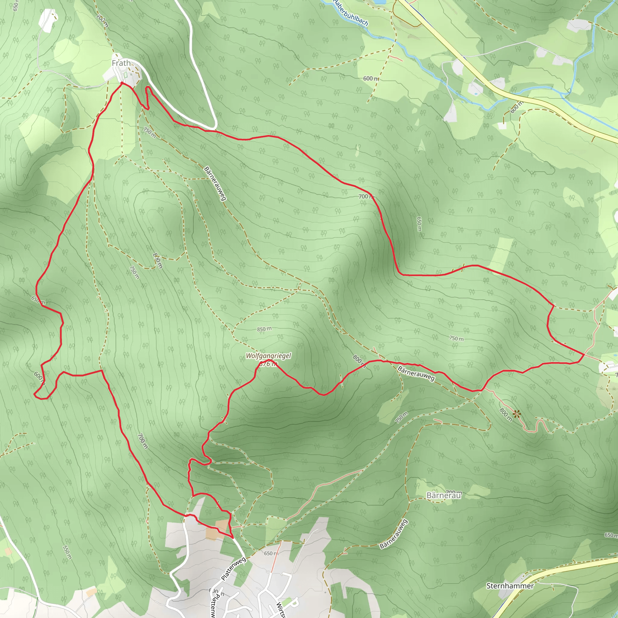 Wolfgangsriegel Loop via Frath mobile static map