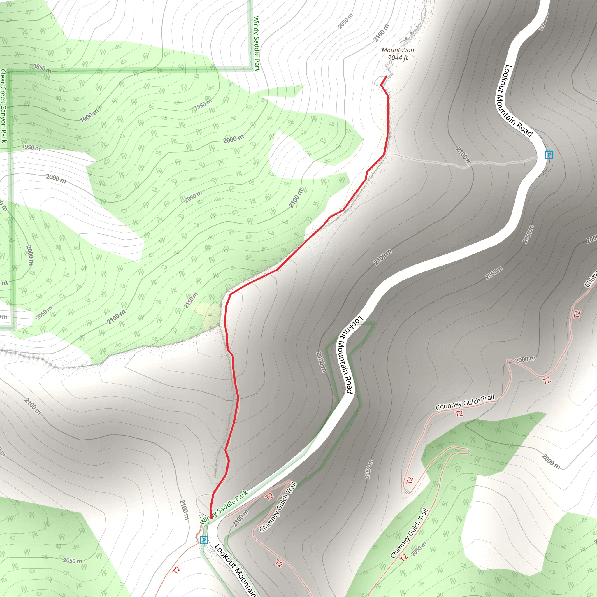Mount Zion Out and Back mobile static map