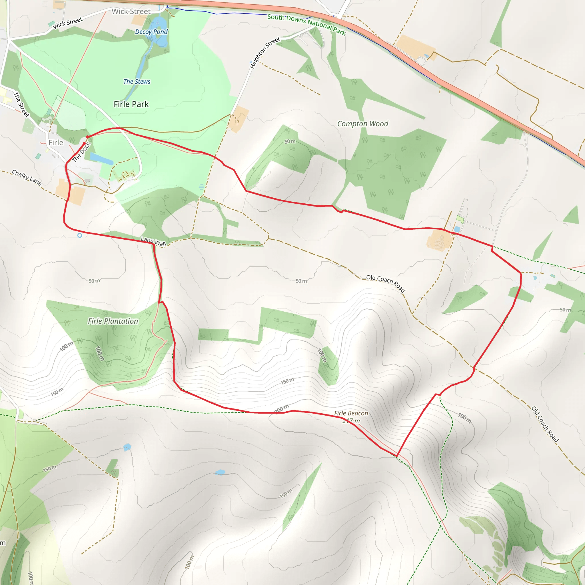Charleston Farm and Firle Beacon from Firle mobile static map