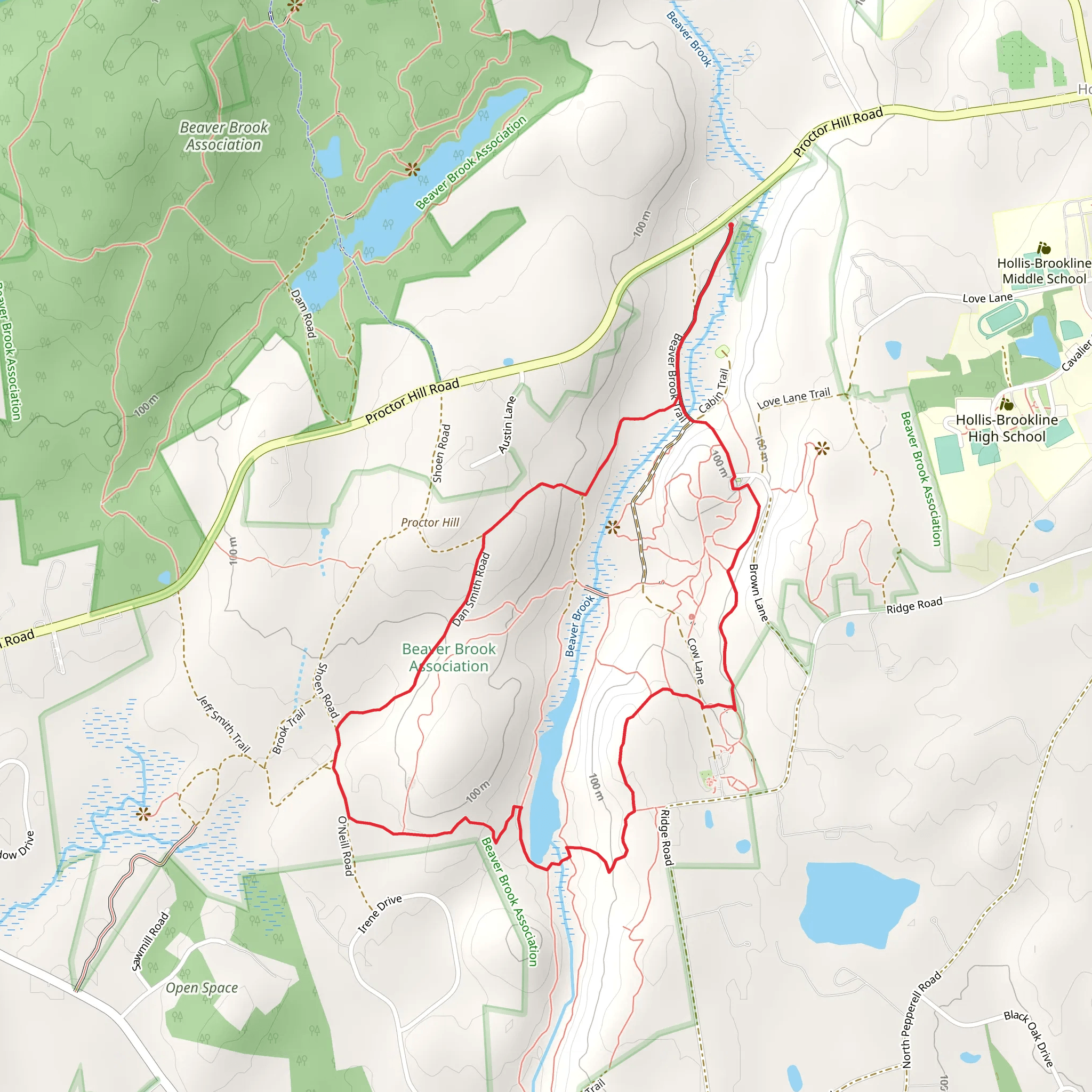 Beaver Brook Loop Trail from Tenney Meadow mobile static map