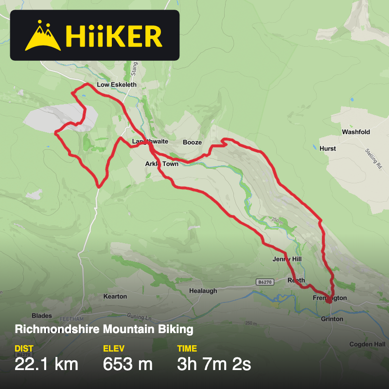 A map preview of the recording Richmondshire Mountain Biking.