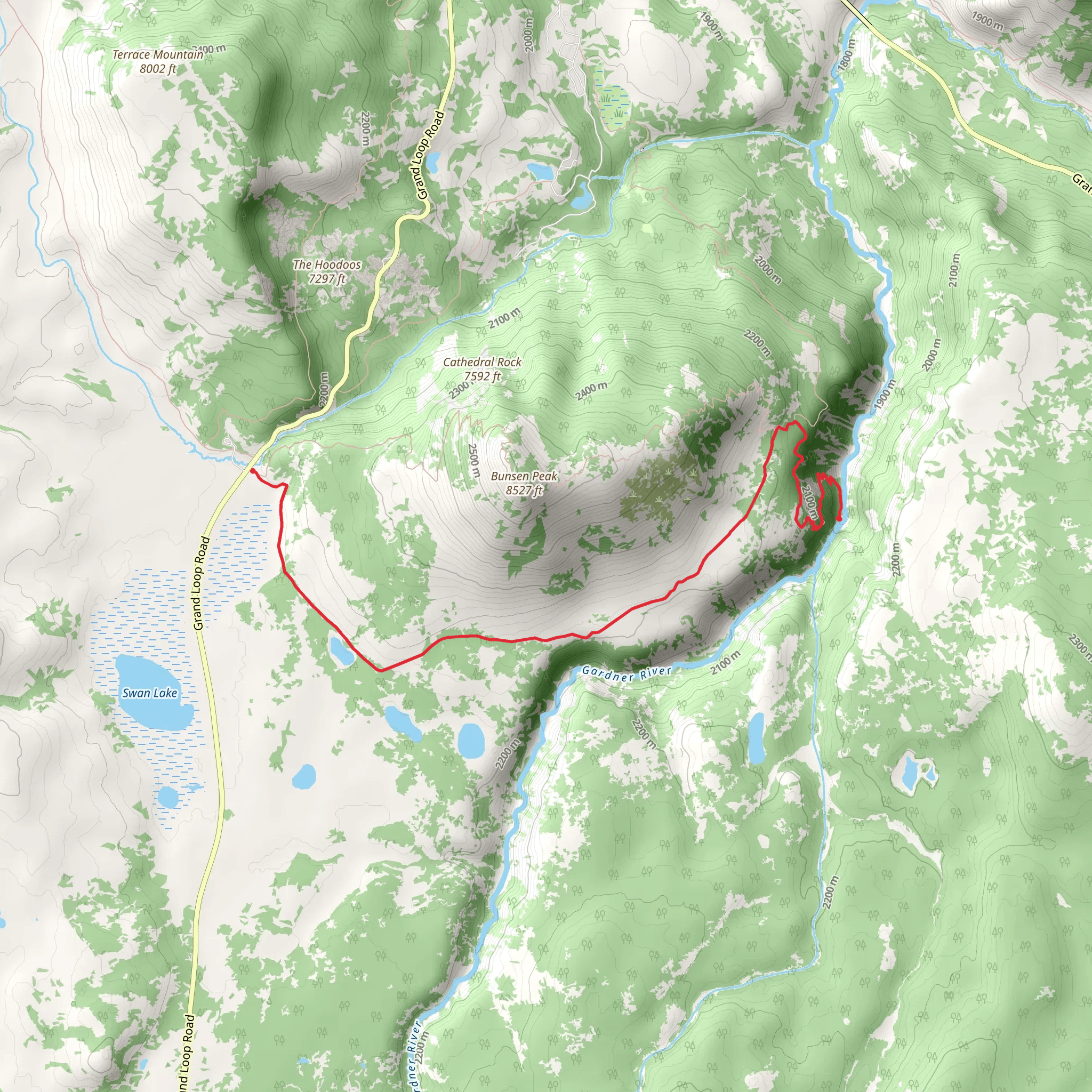 Osprey Falls via Old Bunsen Peak Road mobile static map