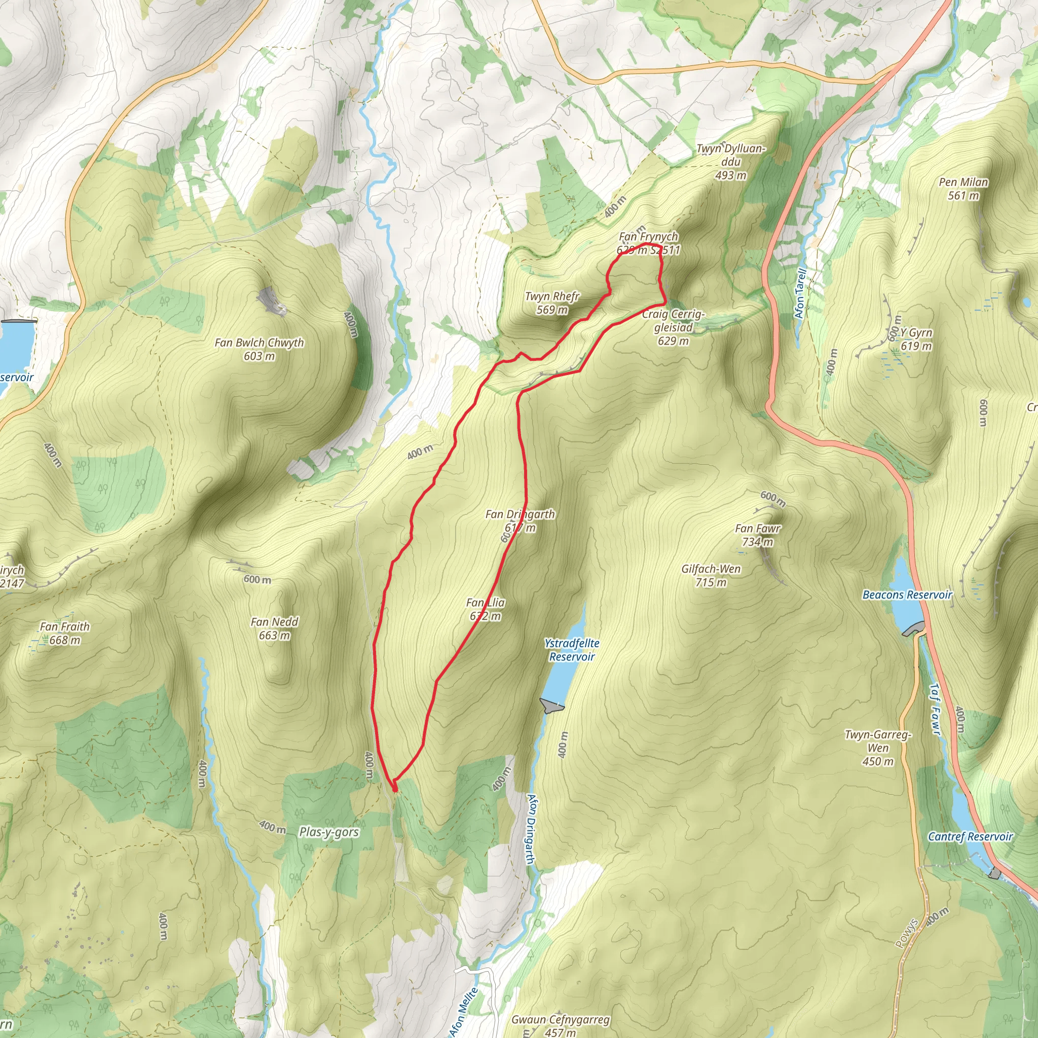 Fan Frynych, Fan Dringarth and Fan Llia (24) mobile static map