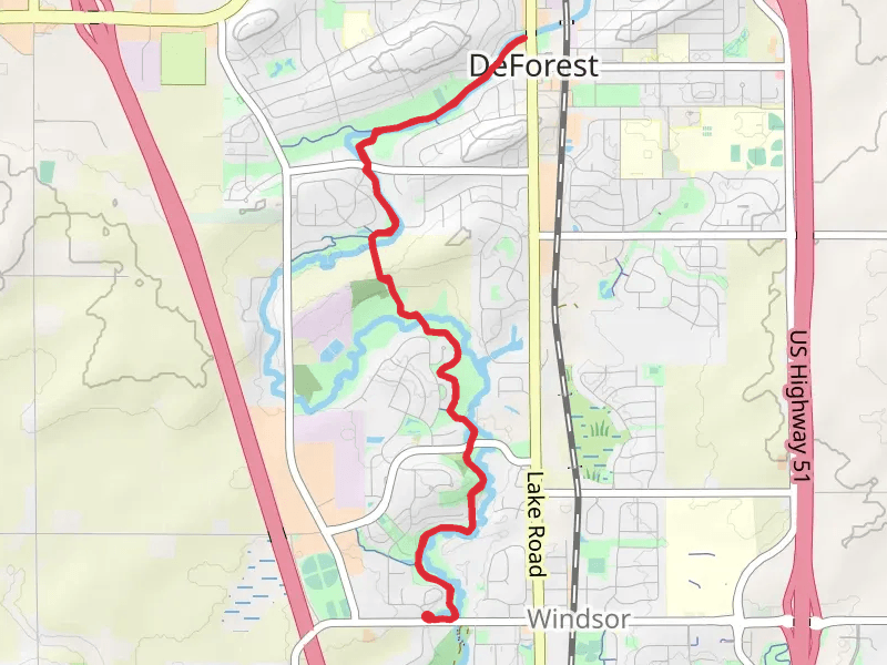 Upper Yahara River Trail from Sunfish Pond