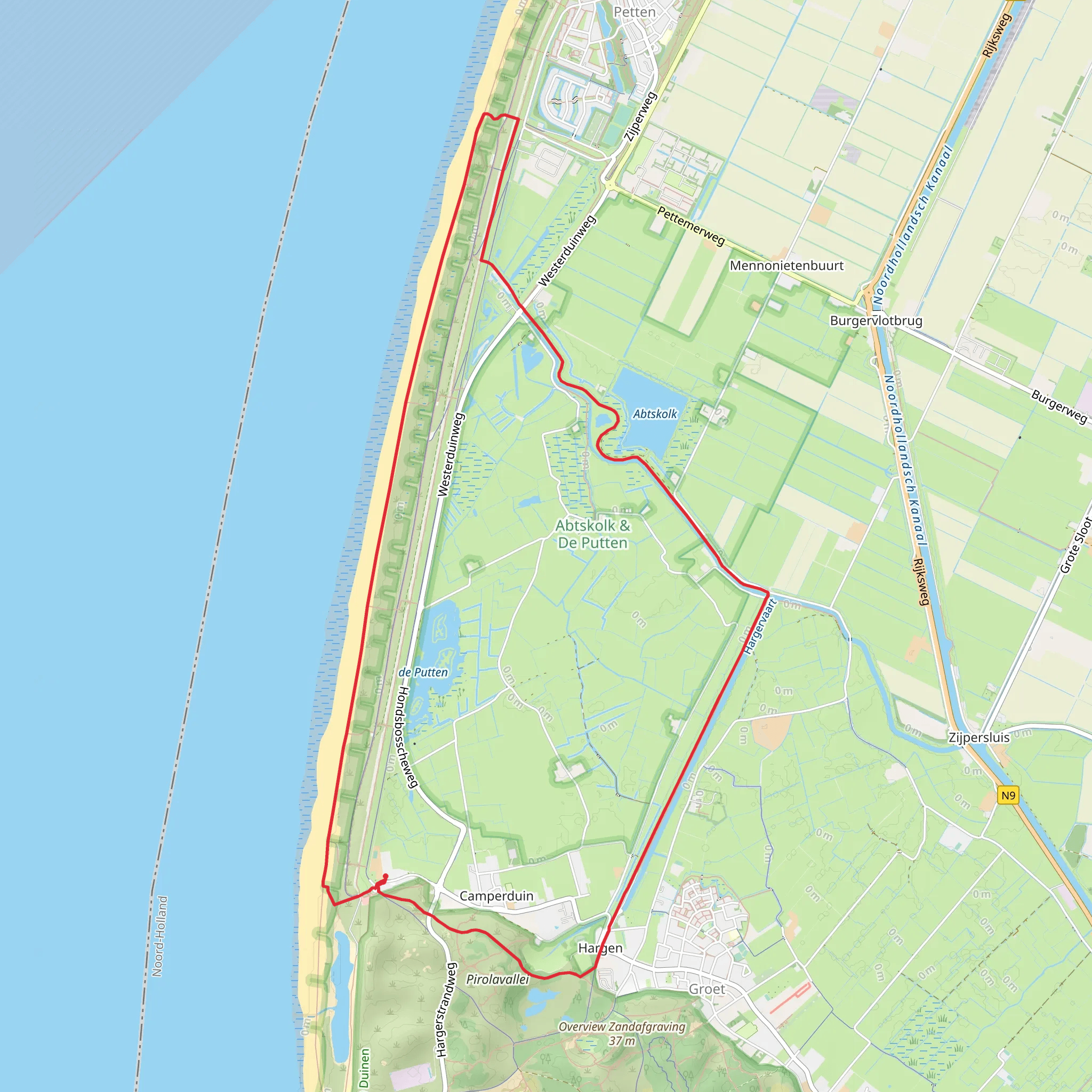 Hondsbossche Duinen, Camperpad and Abtskolk Loop mobile static map