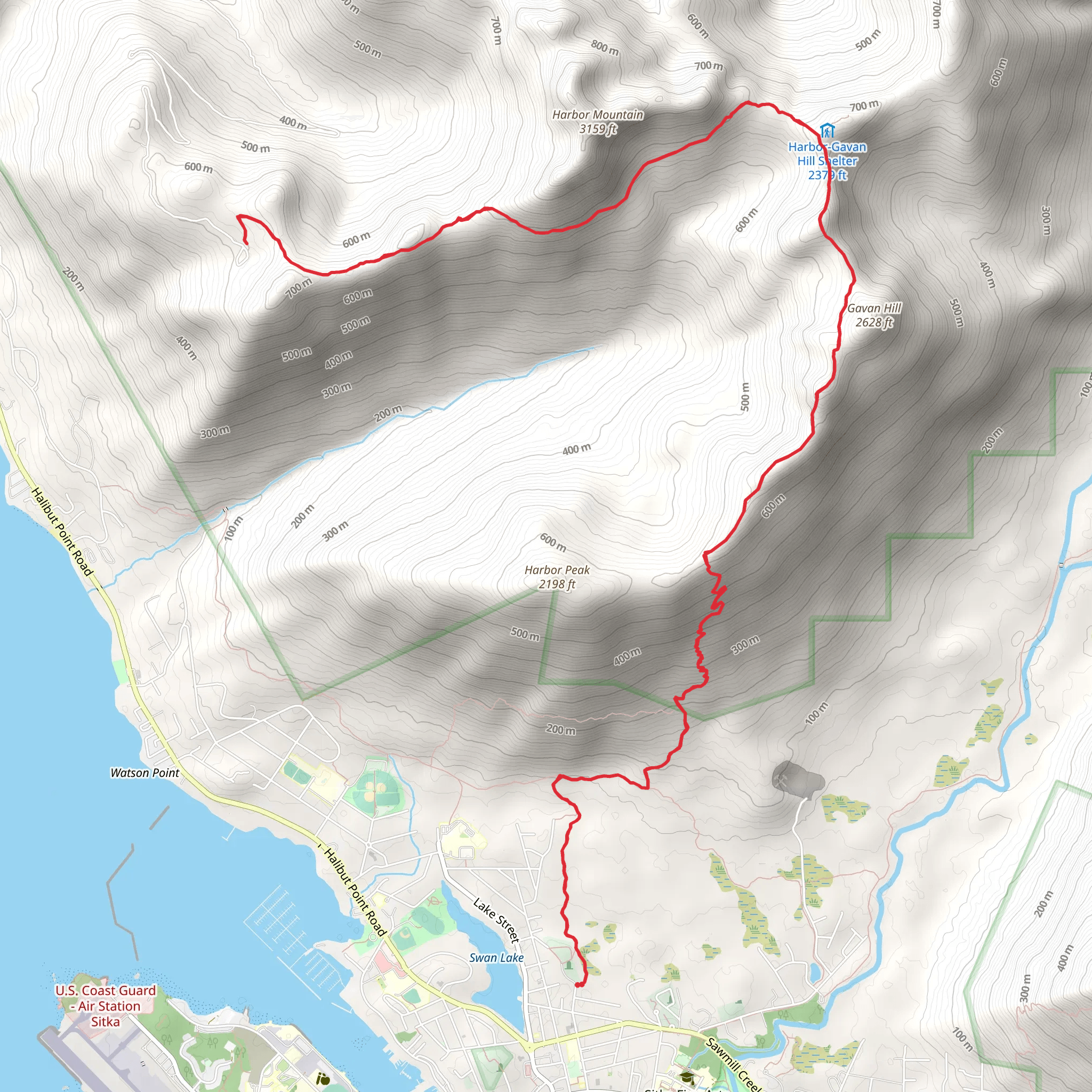 Harbor Mountain - Gavan Hill Trail mobile static map