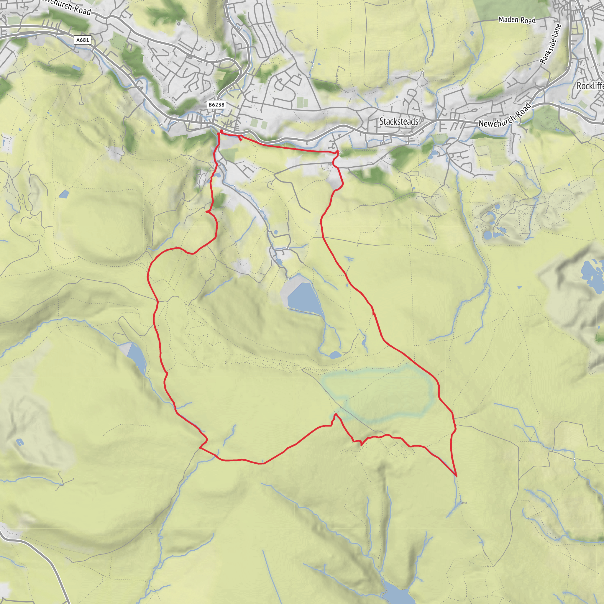 Waughs Well and Rooley Moor Loop mobile static map