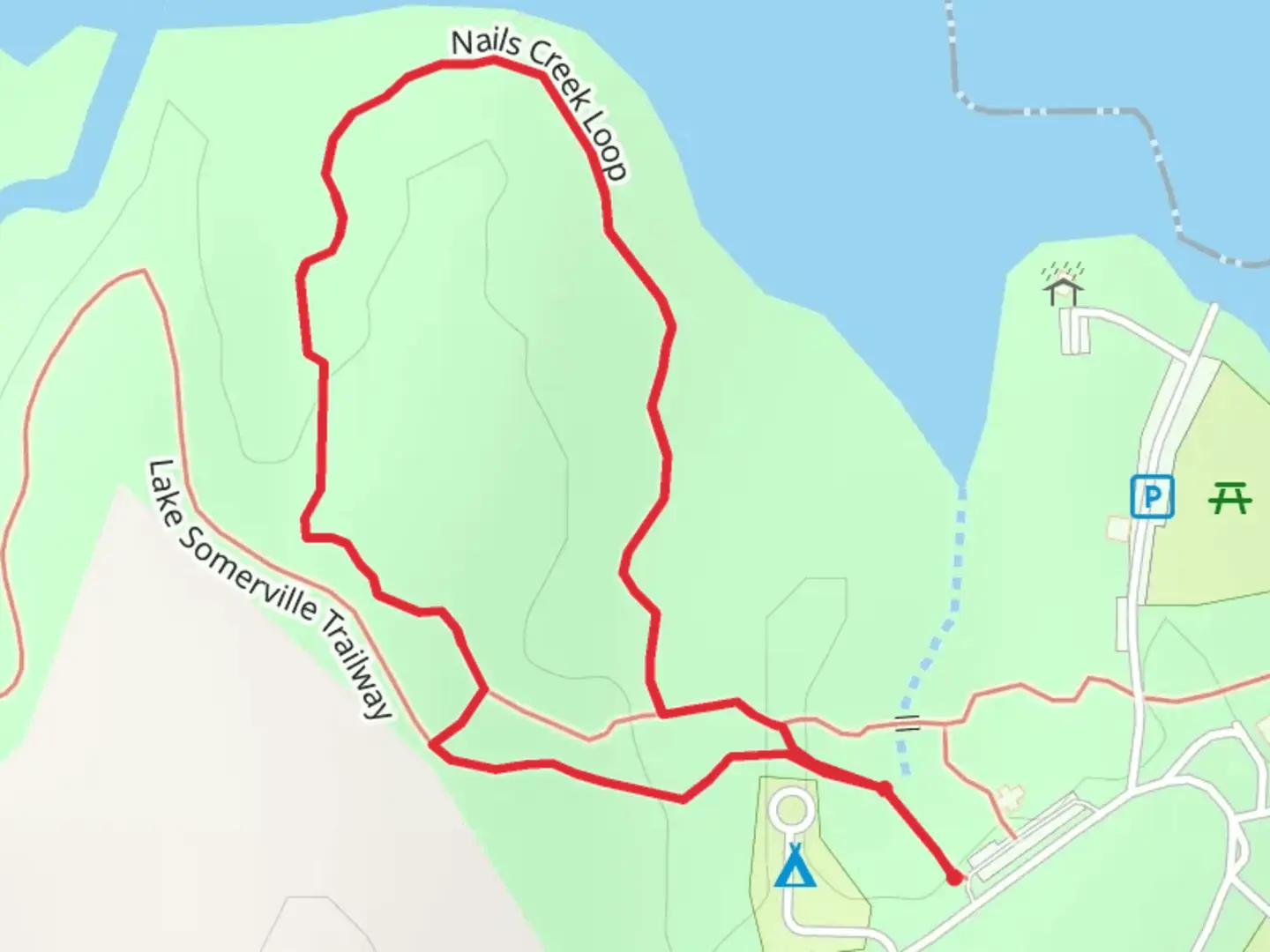 An image depicting the trail Nails Creek Loop Trail and its surrounding area.