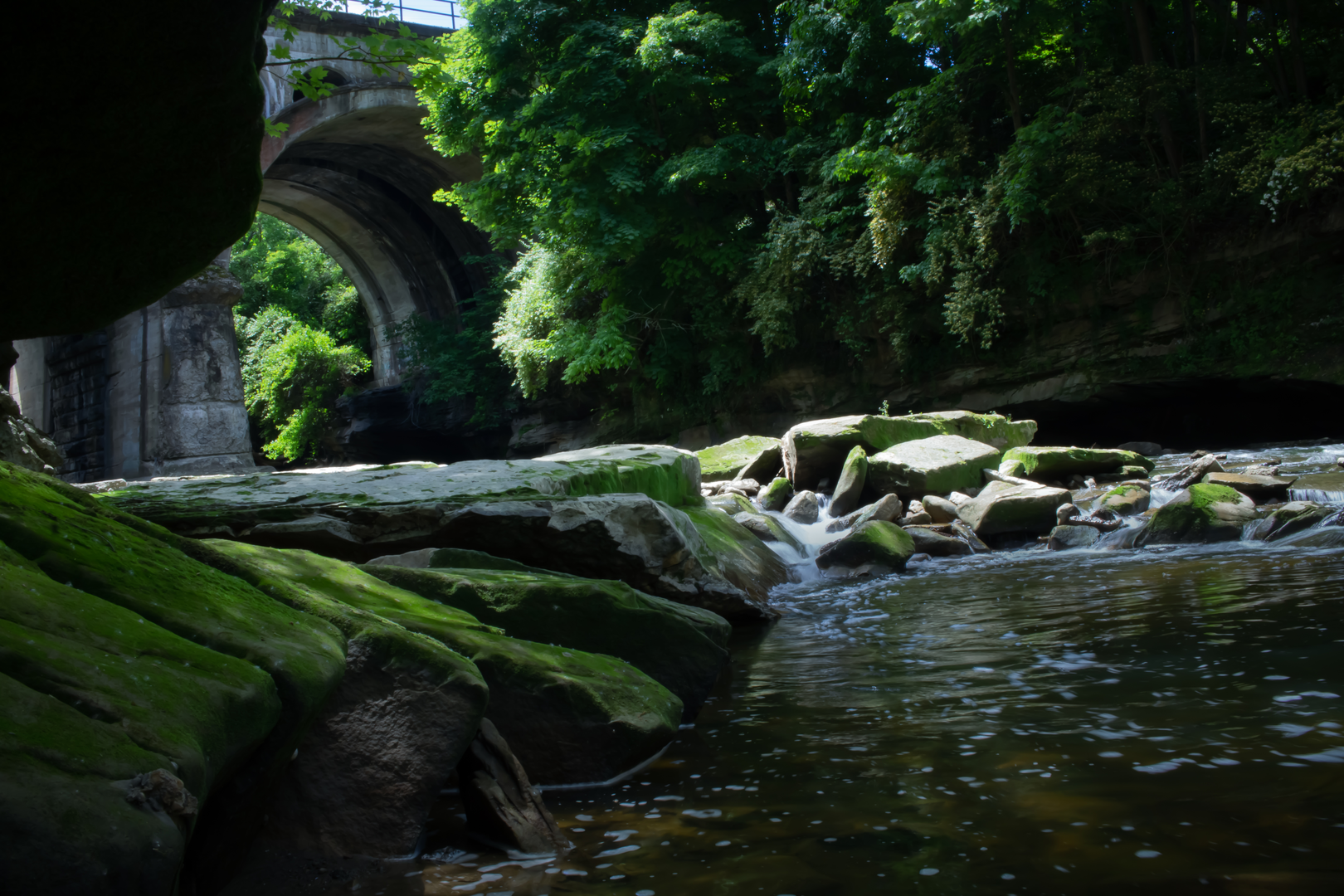 An image depicting the trail Olmsted Falls via Rocky River and its surrounding area.