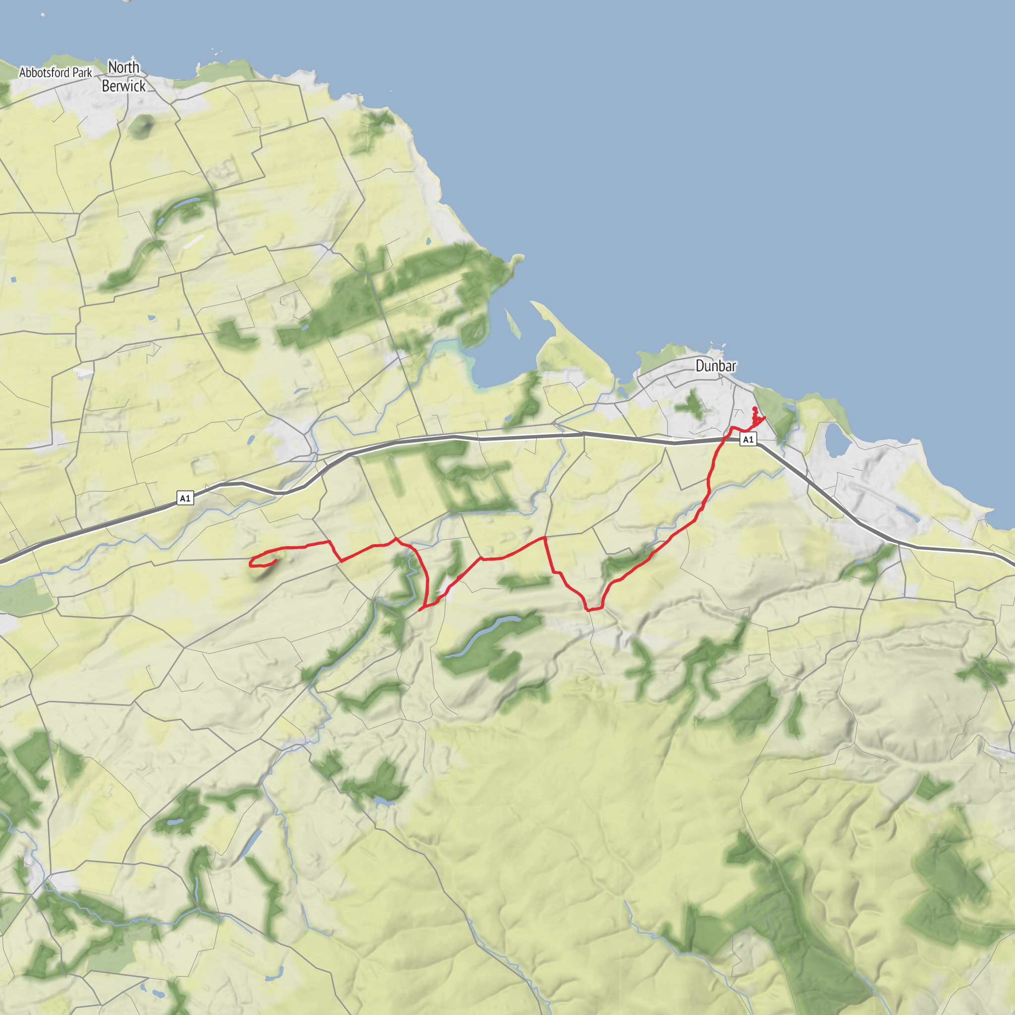 Dunbar to Traprain Law mobile static map