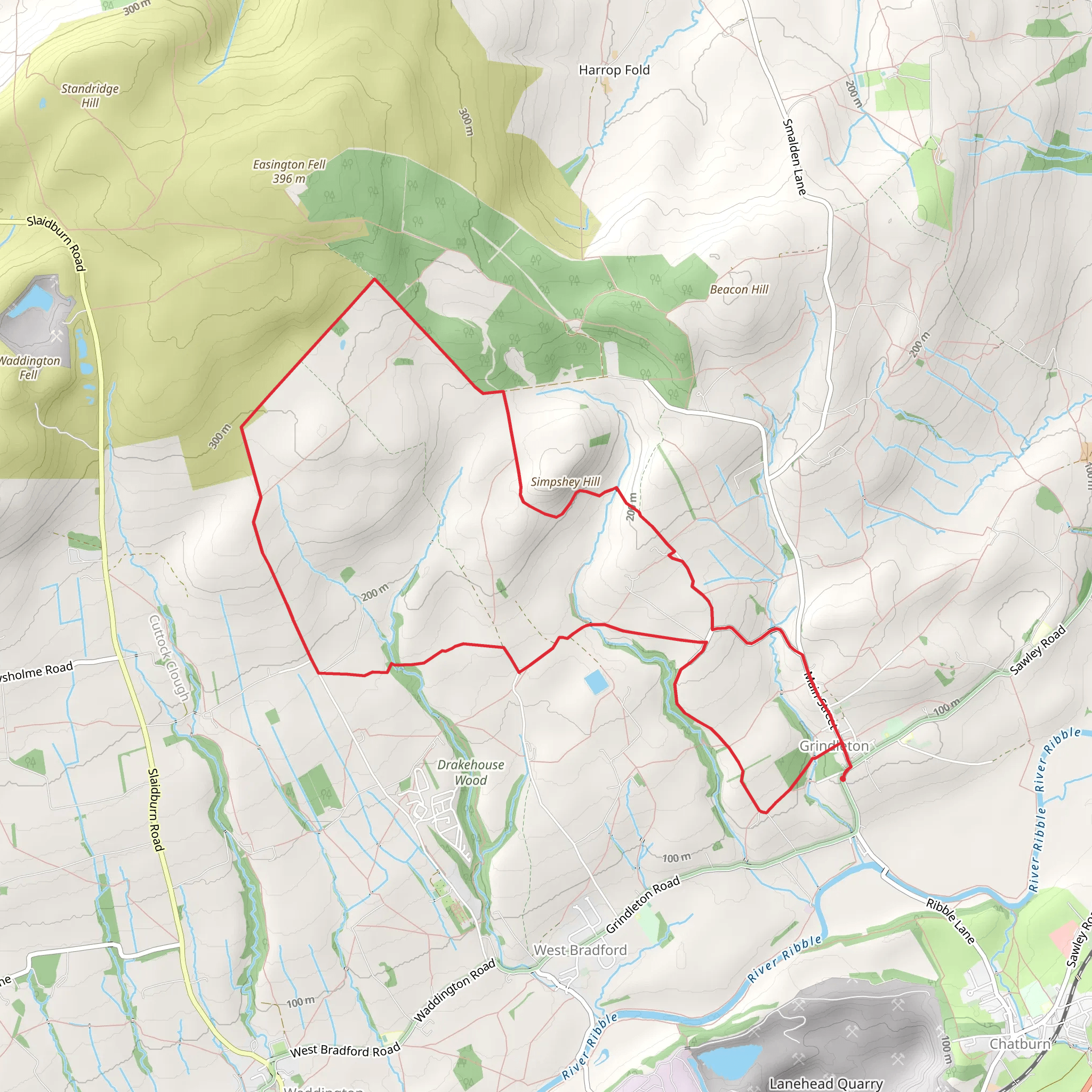 Grindleton Loop Walk mobile static map