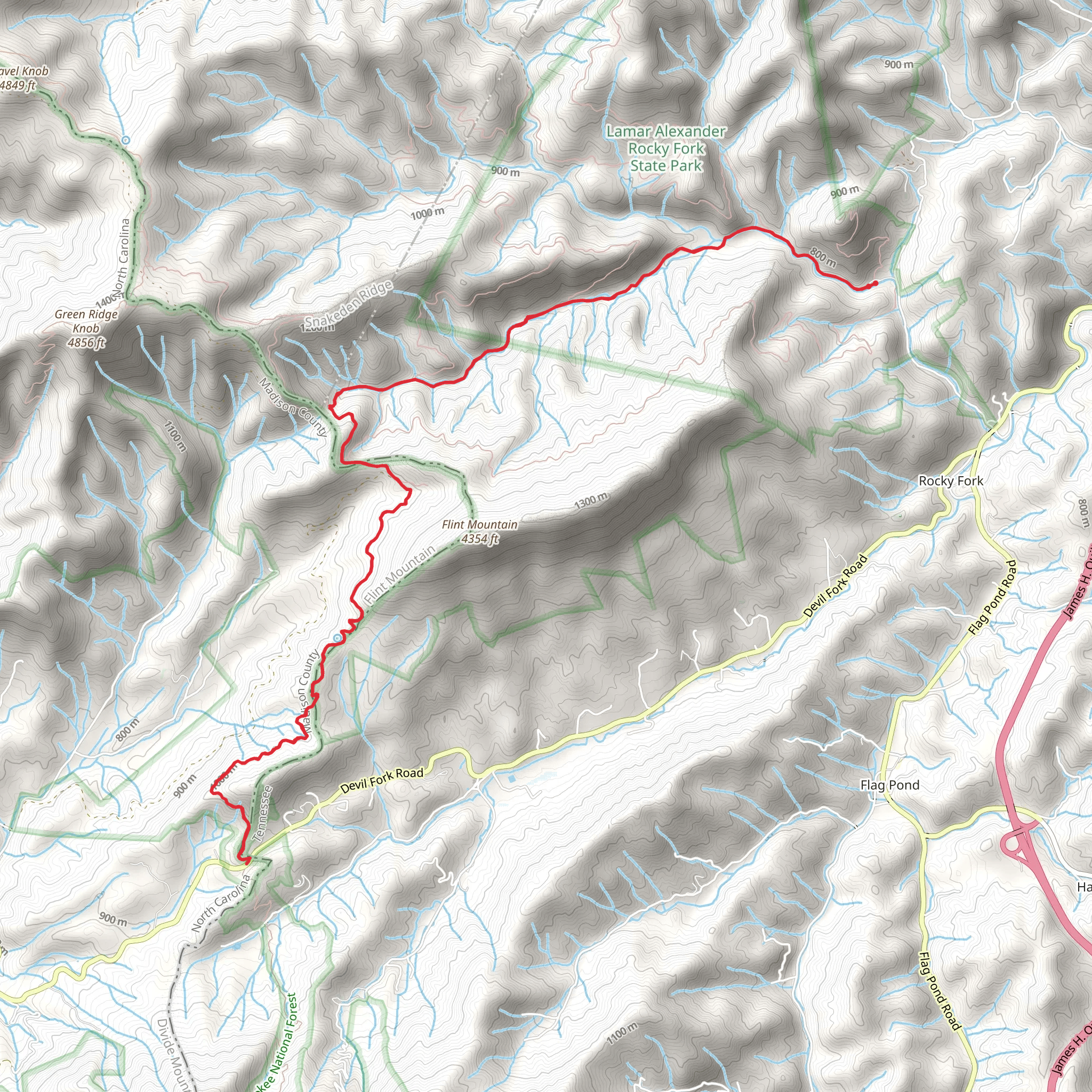 Devil Fork Gap via Rocky Fork Trail mobile static map