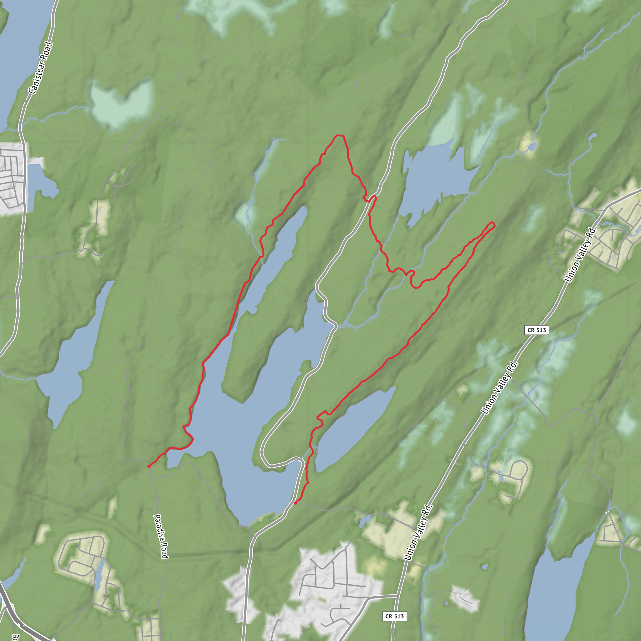 Hanks Pond and Clinton Reservoir via Fire Tower Ridge Trail and Bearfort Waters - Clinton mobile static map